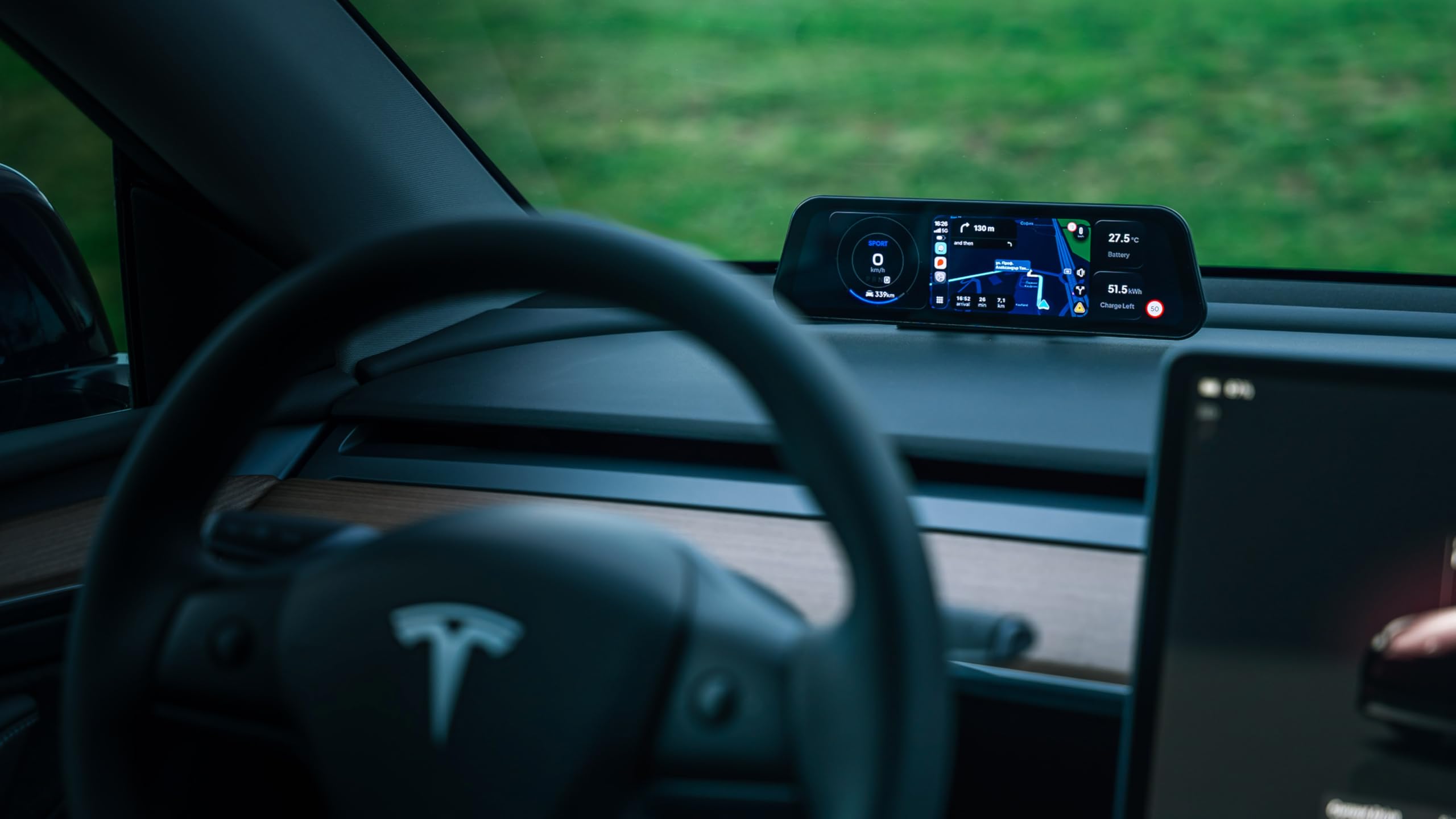 S3XY Dash dla Tesli - 9,6" ekran QLED, powłoka antyrefleksyjna (wyświetlacz głowicy, CarPlay, Android Auto) (Samodzielny (bez sterownika), wszystkie modele)