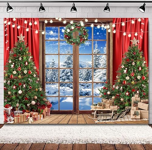Miniatura 2 de Telón de fondo de Navidad de 7 x 5 pies para fotografía, telón de fondo de fotos de Navidad, ventana de Navidad, país de las maravillas, fondo de