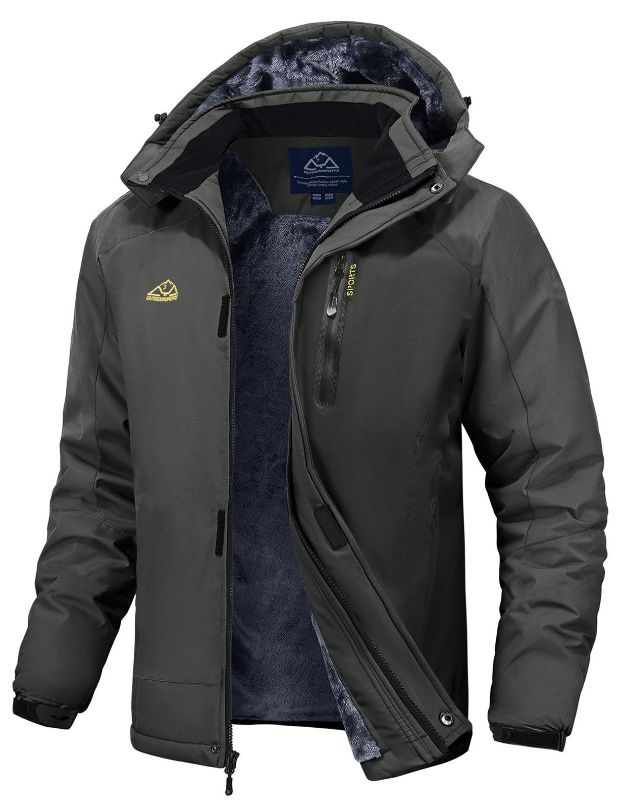 Rdruko Skijacke Herren Winterjacke Snowboardjacke Warme Fleece GefüTtert Winter Jacke Wasserdicht Funktionsjacke Männer Outdoor Wanderjacke mit Kapuze