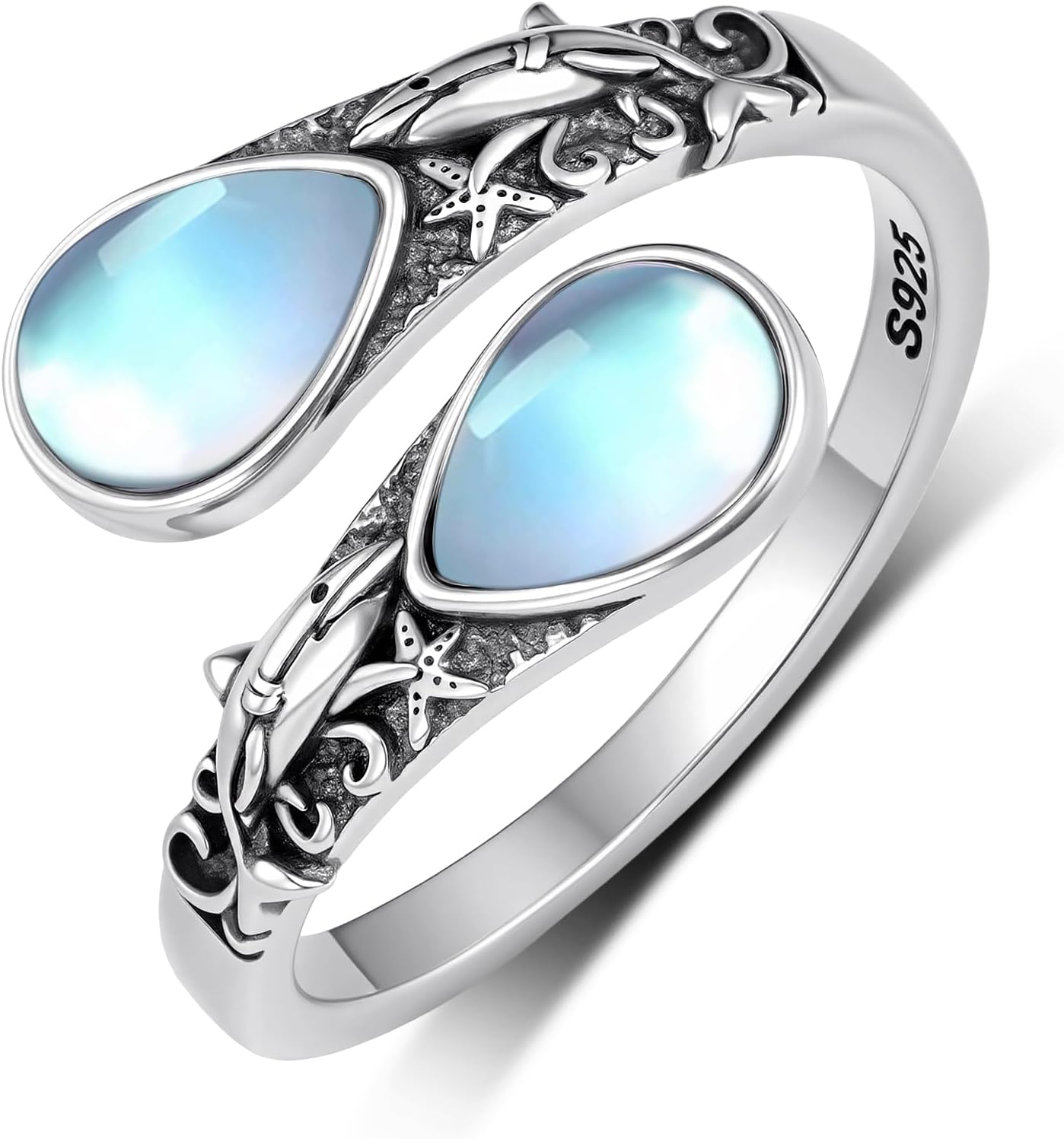 Moonstone Spoon Rings for Women 925 Sterling Silver Spoon Rings Vintage Thumb Ring Gifts for Women