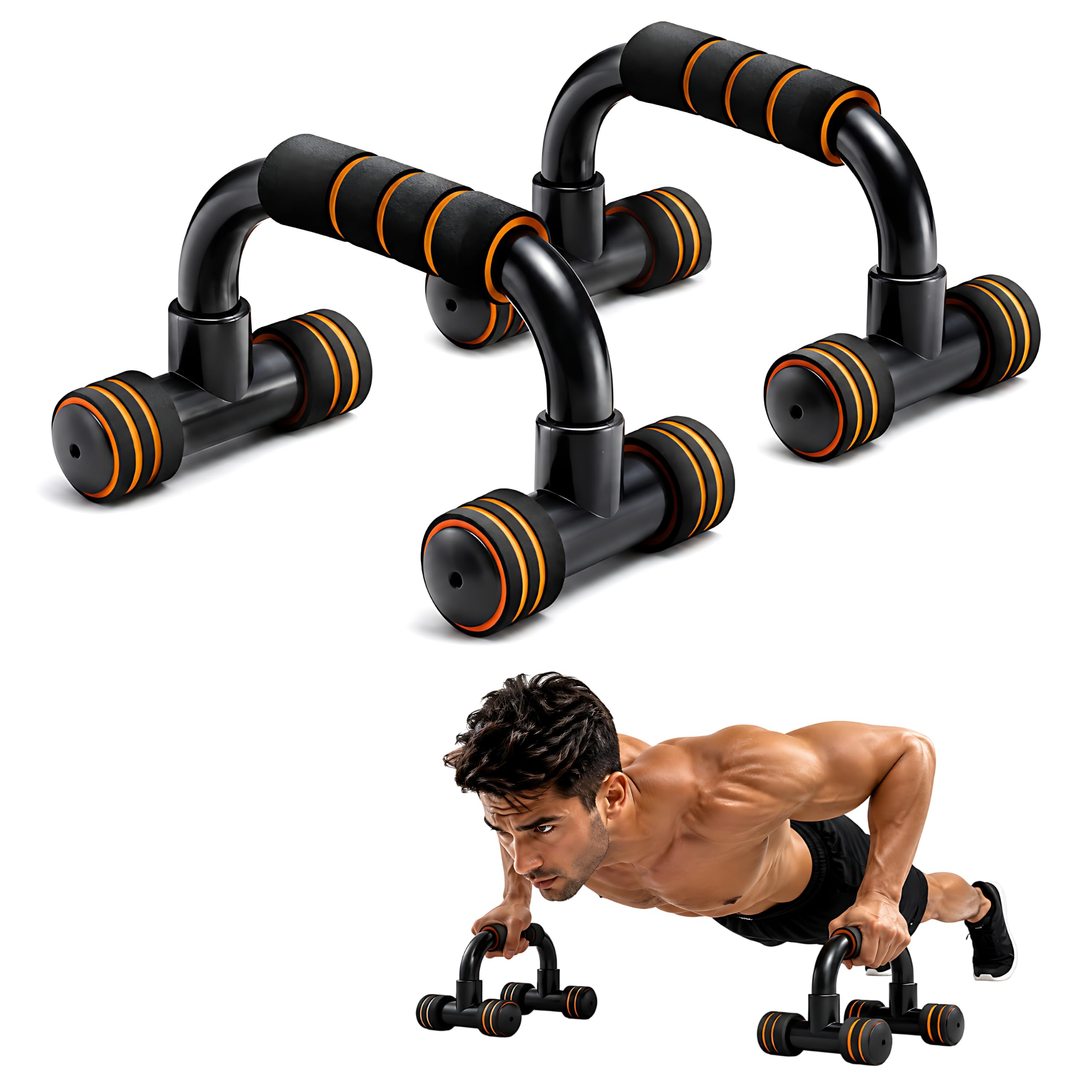 Wellesa Push Up Bar Push up Stand for gym or home | Non-Slip Pushup Bars | Calisthenics Parallettes for Chest, Tricep & Shoulders | With Foam Grip Handles | Set of 2 (Black)-picture-19