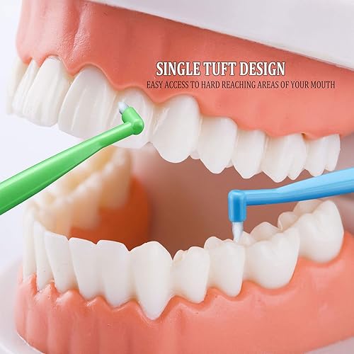 Miniatura 3 de Cepillo de dientes de ortodoncia de doble extremo, cepillo de dientes con ribete en V con pequeño ribete suave para limpieza de detalles de