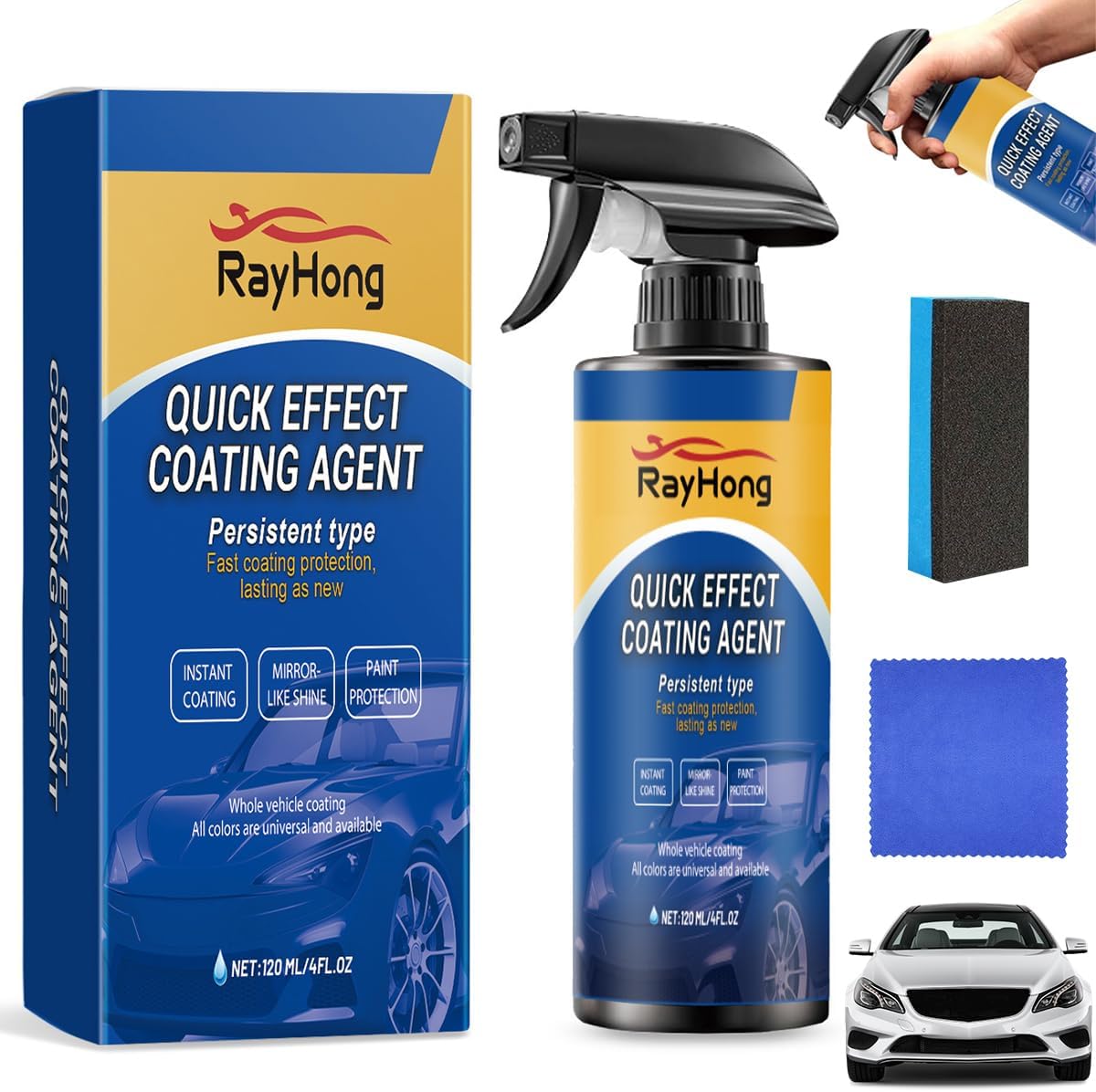 Advanced Car Quick-Acting Coating Agent Spray, Car Coating Spray, 2025 New Quick Effect Coating Agent, Scratch Wax Polish Sprays Waterless Wash, Oil Film Emulsion Glass Cleaner