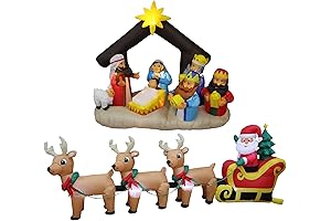 Two Christmas Party Decorations Bundle Includes 6 Foot Long Inflatable Nativity Scene...