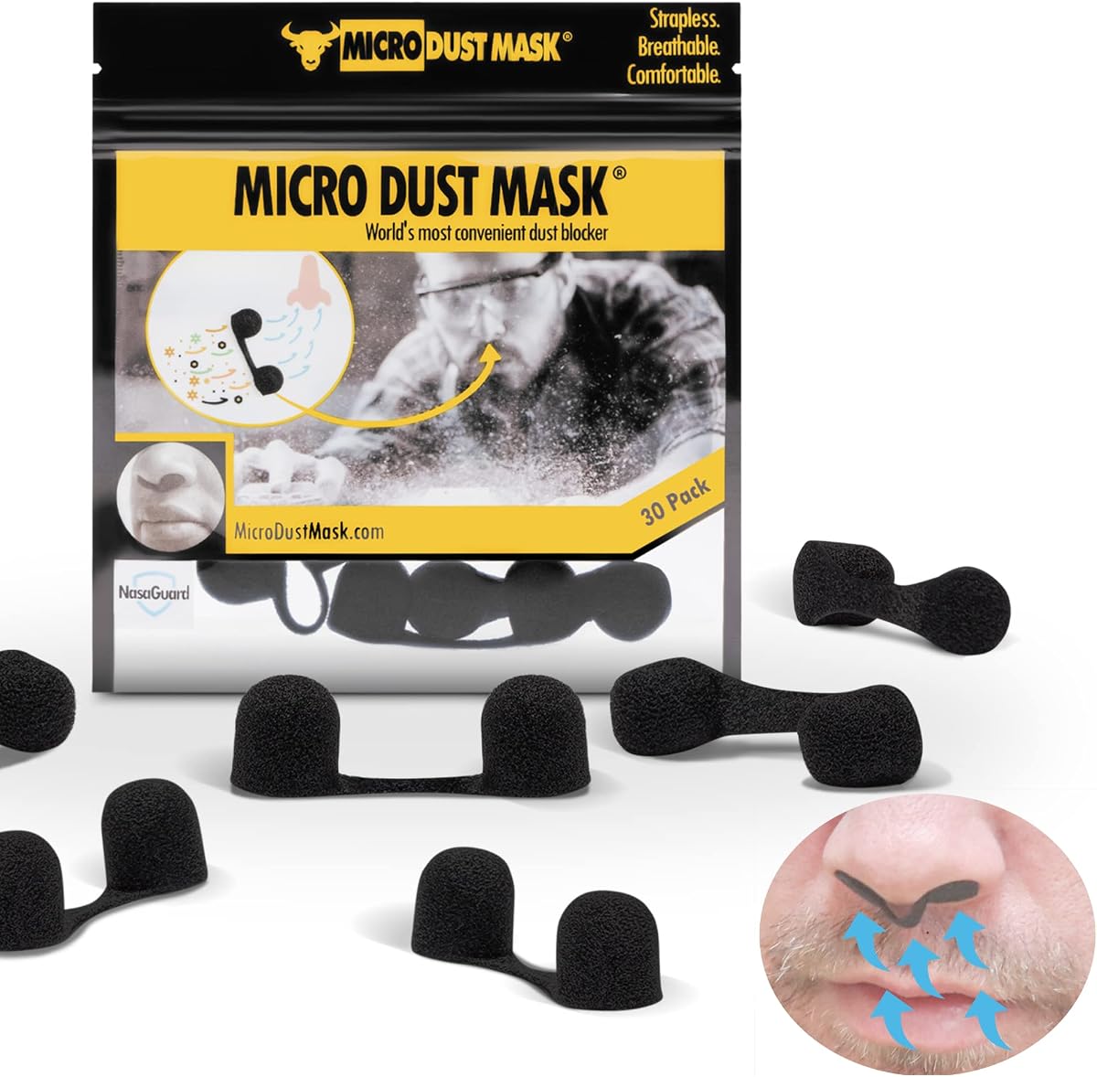 Dust Mask for Nose - Nose Filter Dust Blocker, Disposable Breathable Woodworking, Lawn Mowing, Construction