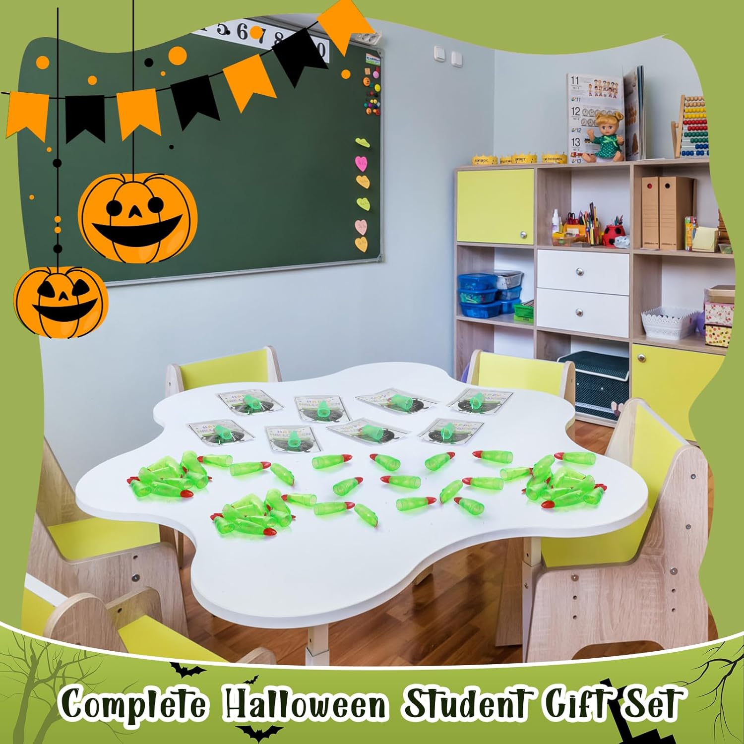 60 Pcs Halloween Witch Finger Pointer Reading Vampire Fingers Nail Set Glow in The Dark Fake Fingers Nail Trick Props for Costume Cosplay Party Accessories (Luminous Color)