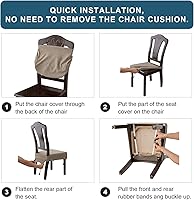Vista 5 de Genina Fundas de asiento impermeables para sillas de comedor, fundas impermeables para sillas de comedor