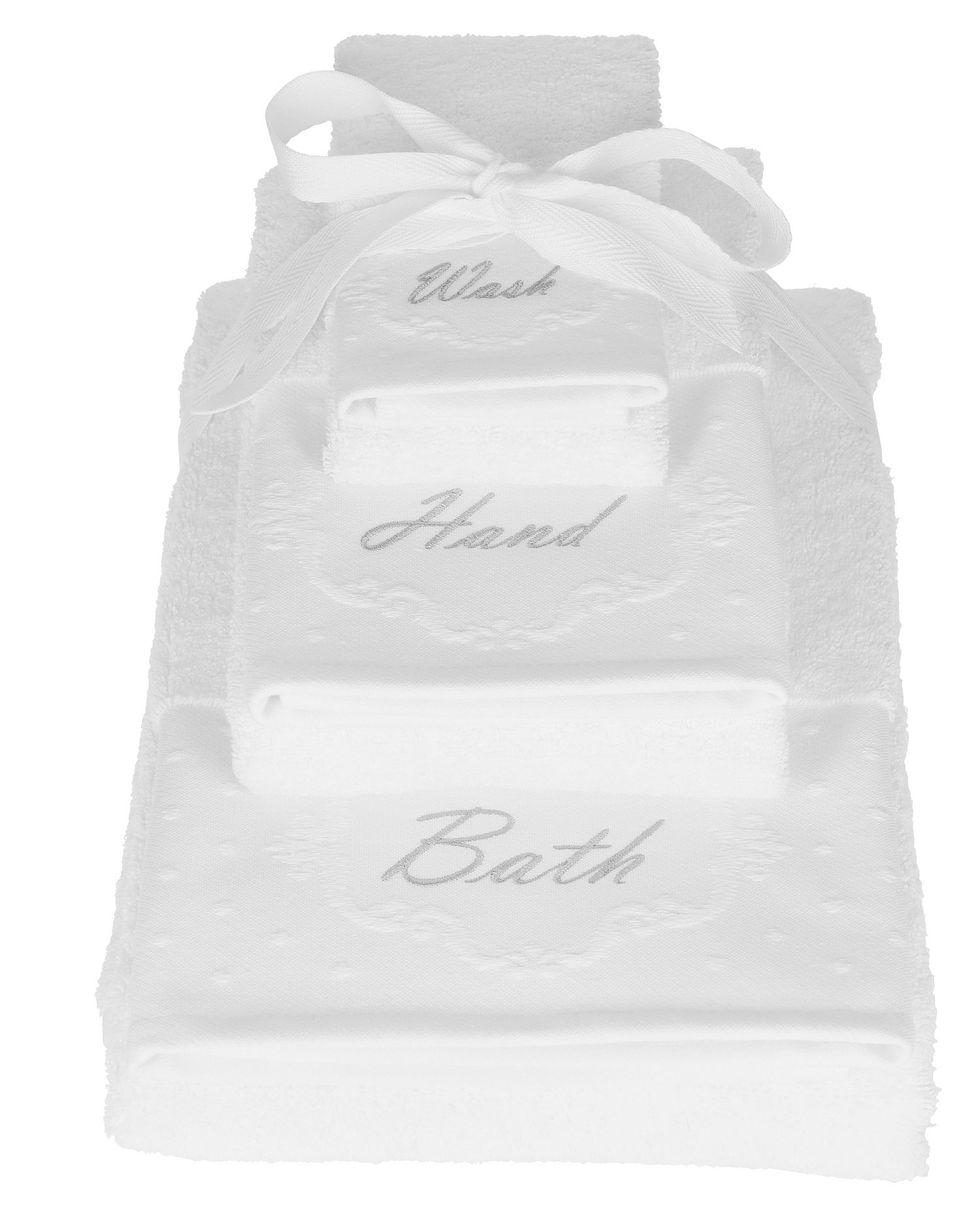 Betz Set di Asciugamani 3 Pezzi 1 Asciugamano 1 Asciugamano Ospiti 1 Asciugamano da Bagno 100% Cotone Diversi Colori e Modelli Colore Bianco Bath