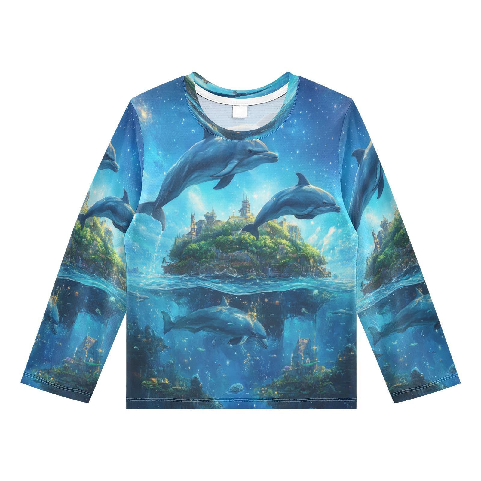 Blue Dolphin Island Boy's Rash Guard Swim Shirt Long Sleeve Sun Shirt for Kids Toddlers UPF50+ 4T