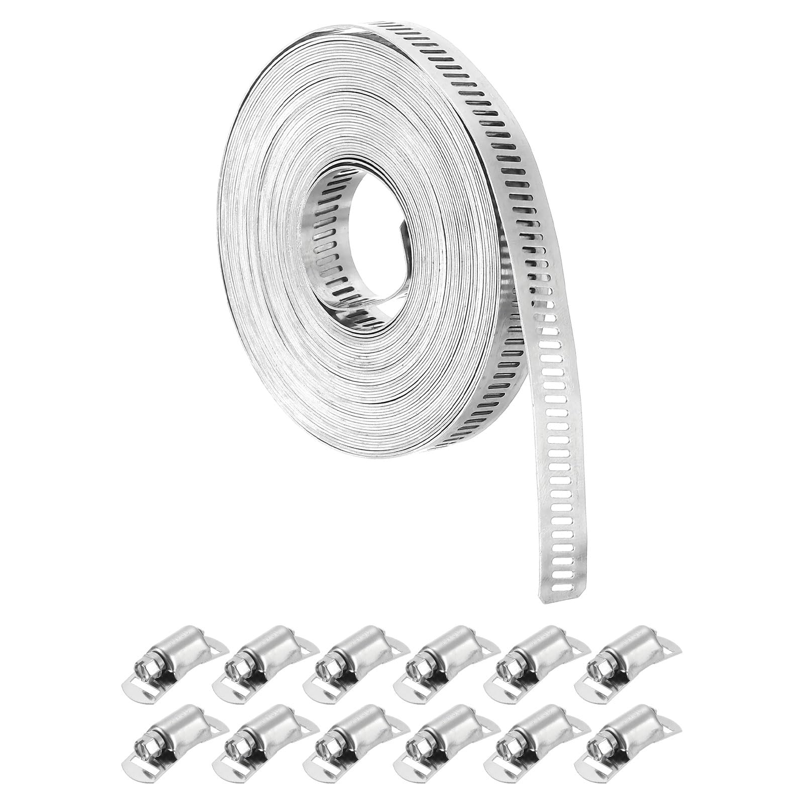 Colliers de serrage en acier inoxydable 304 uxcell avec sangle métal 8m et 12 fixations