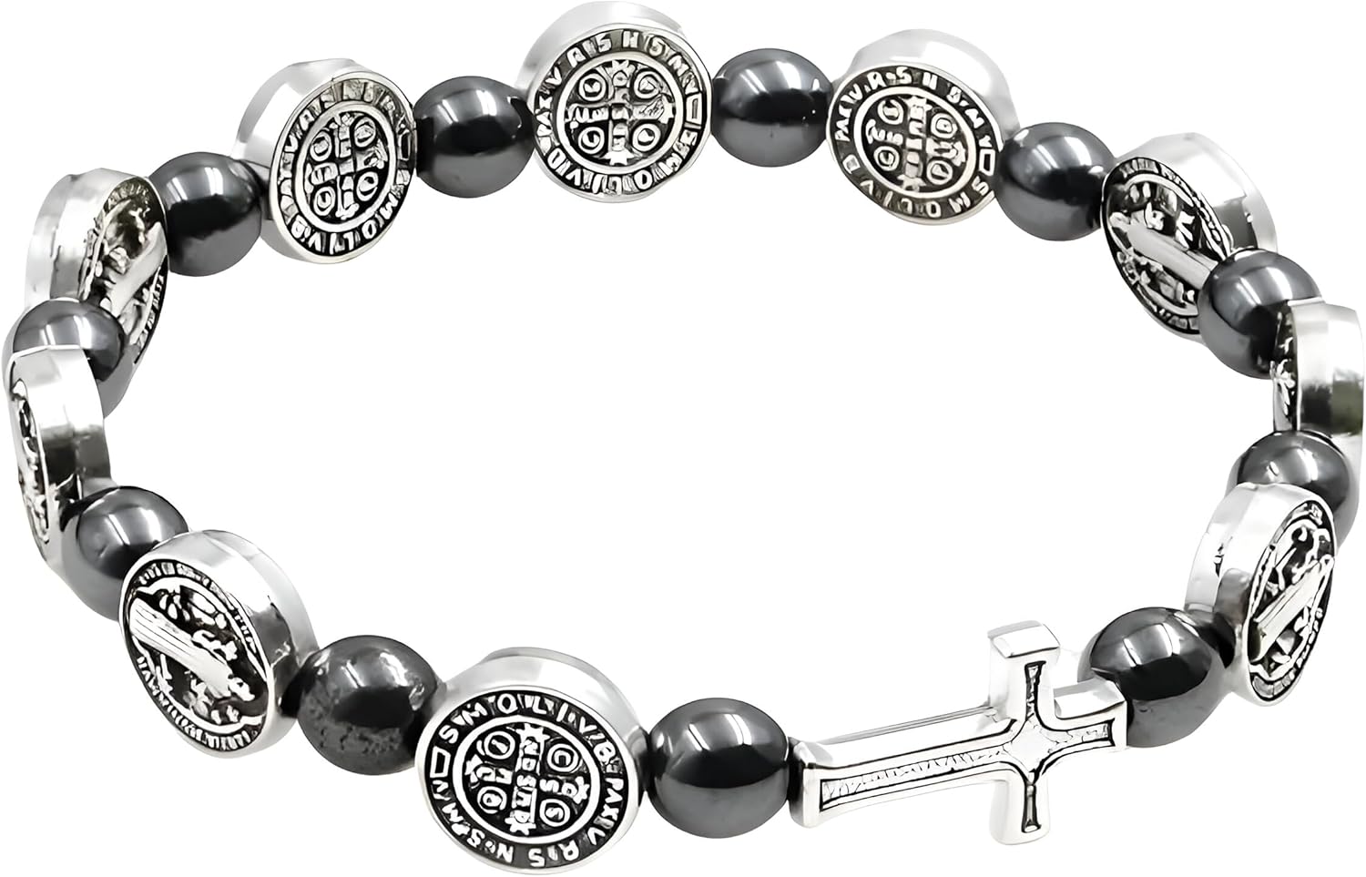 925 Sterling Silver San Benito Bracelet For Women And Men - Catholic Saint Benedict Cross Crystal Bracelet, St Benedict Bracelets Black Glass Beads Rosary Christian Religious Jewelry Best Gifts (3 - San Benito Bracelet) - Image 8