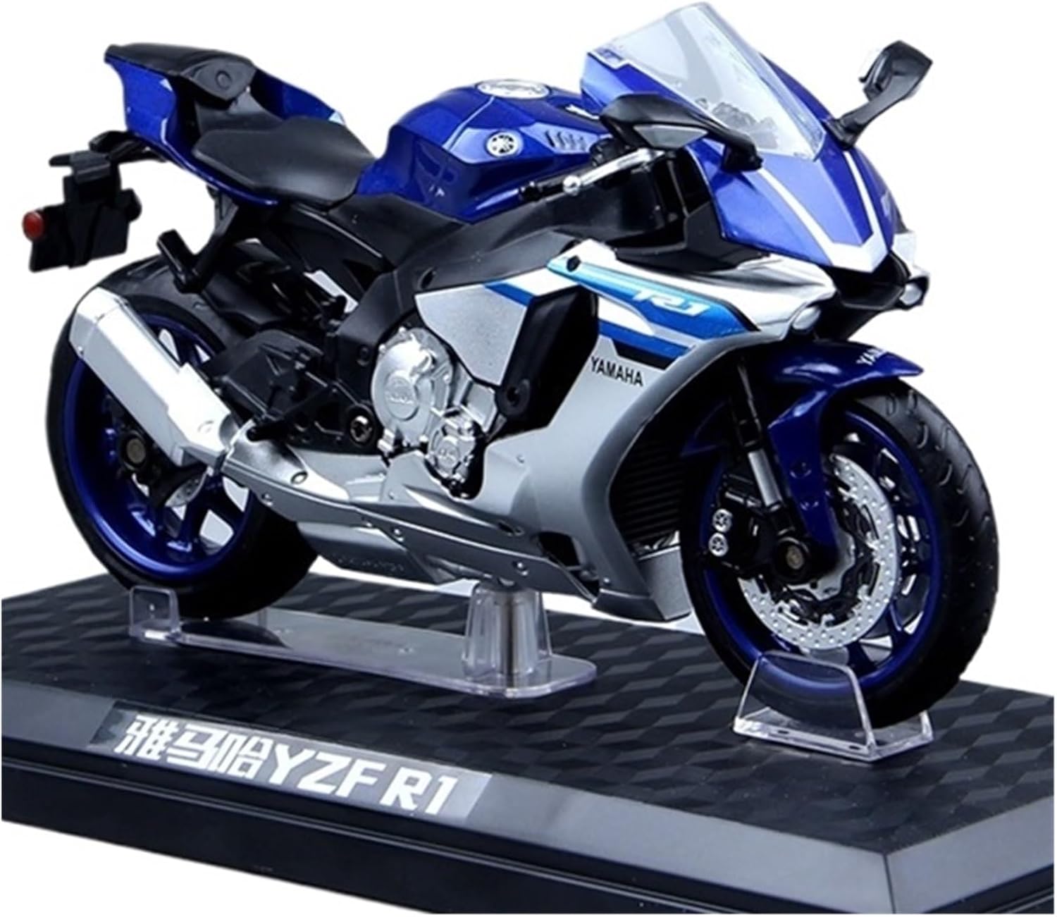 Scale Model 1:12 Scale for Yamaha R1 Motorcycle Model Kit Blue Static Die Cast Collection Dust Cover Version Collectible Ornaments