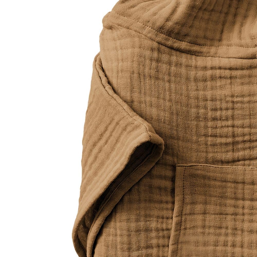 Poncho de Bain Enfant 6/10 Ans Gaze de Coton Camel