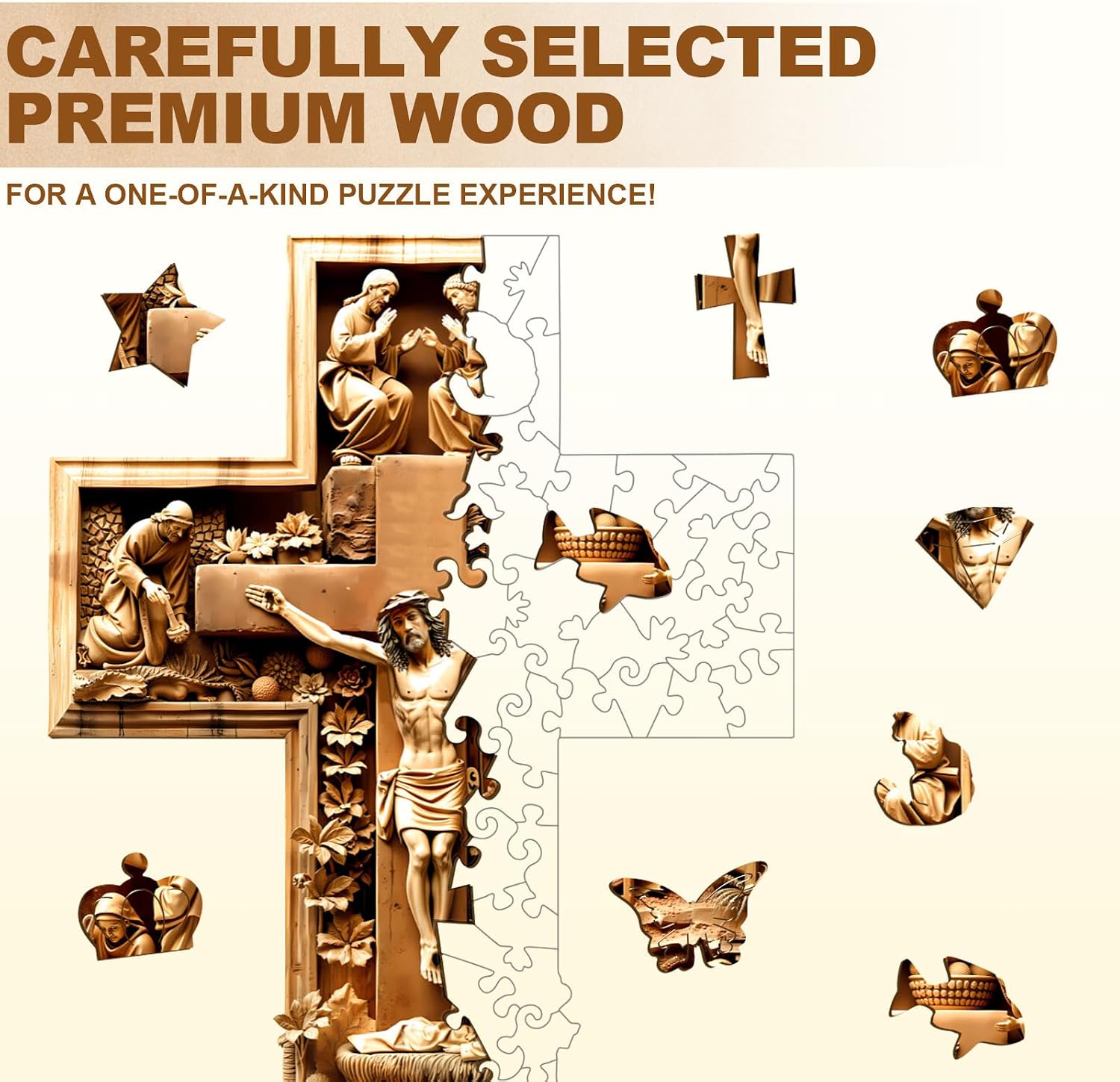 WOODBESTS Wooden Puzzles for Adults, Eternal Grace Wooden Jigsaw Puzzle for Adults, Unique Animal Shape Wood Puzzles Adult, Xmas & Birthday Gifts for Puzzles Lovers (60 pcs, S, 9.4 * 5.4in)