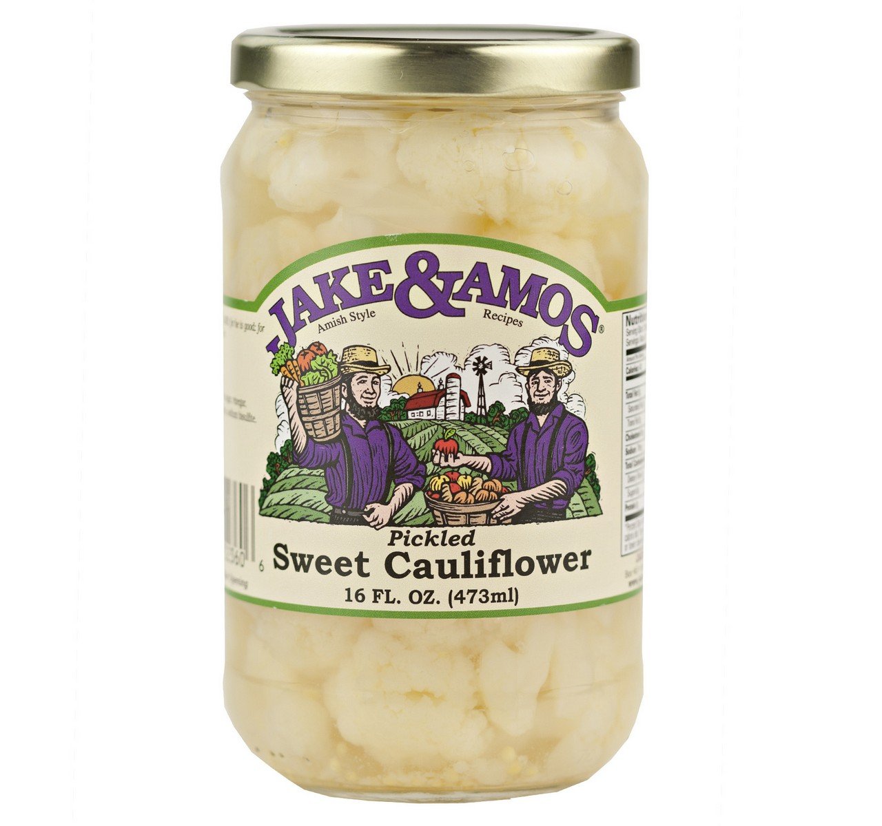 Jake & Amos Pickled Sweet Cauliflower, 16 Oz. Jar (Pack of 2)