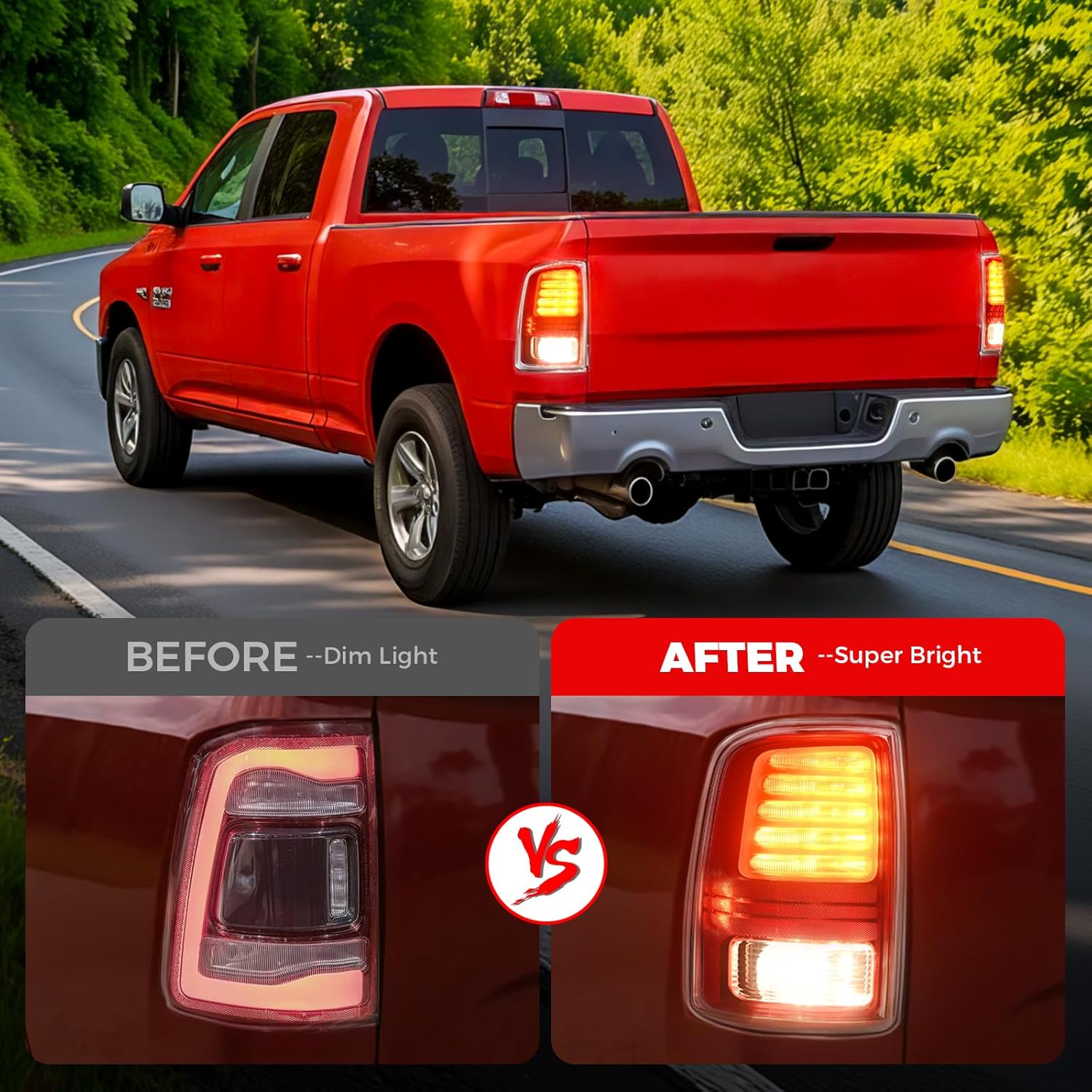 Ram LED Tail Light Assembly Compatible with 2013 2014 2015 2016 2017 2018 Dodge Ram 1500 2500 3500 Left Driver Side Led Taillight with Bulb Replaces CH2801202, 68093079AB, 68093079AC