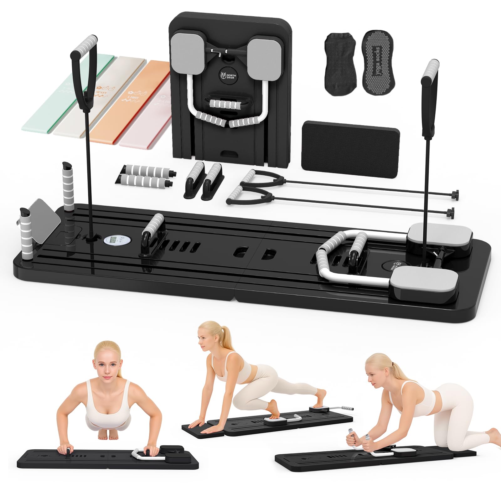Northdeer Planche de pilates pliable et multifonction 8 en 1 pour le fitness à domicile