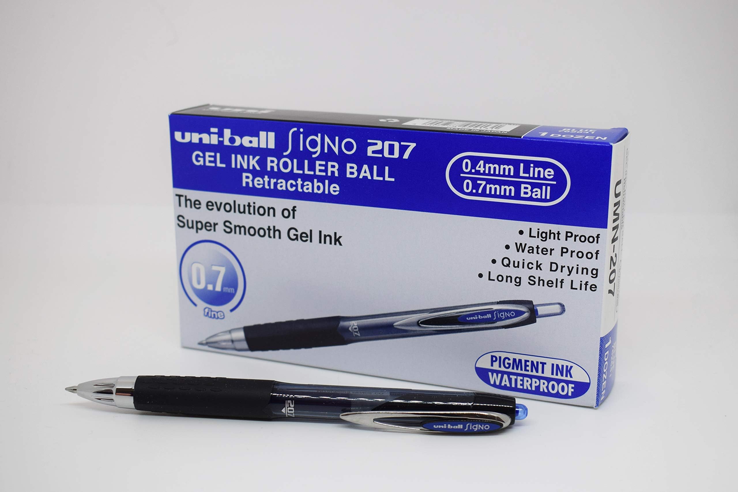 Uni-Ball UMN 207 - Penna a sfera, Blu, Confezione da 12
