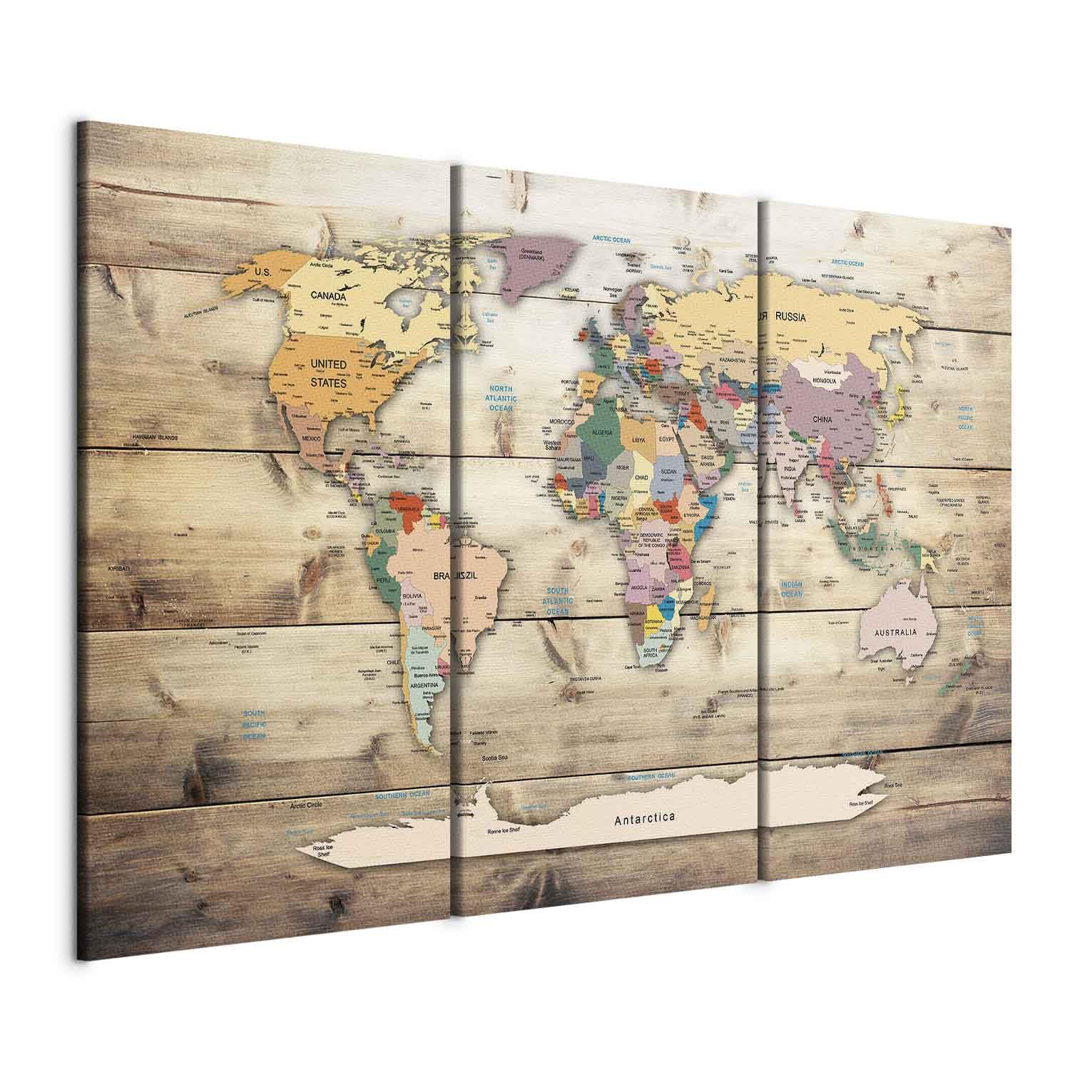 B&D XXL Cuadros Grand Tableau Décoration Murale Chambre, Monde, 120x80 cm