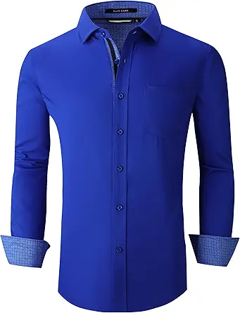Alex Vando Mens Bamboo Dress Shirts Wrinkle Free Regular Fit Stretch Button Down Shirt