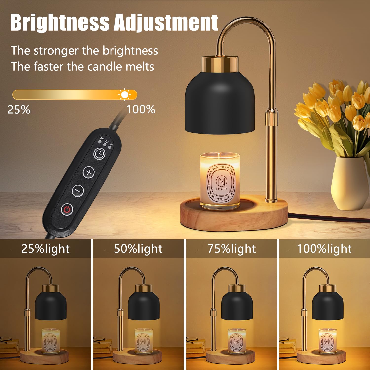 Loowoko Lampada Scalda Candela Lampada Aroma Diffusore Elettrica con Timer e Dimmer Scaldacandela Vintage con 2 Lampadine