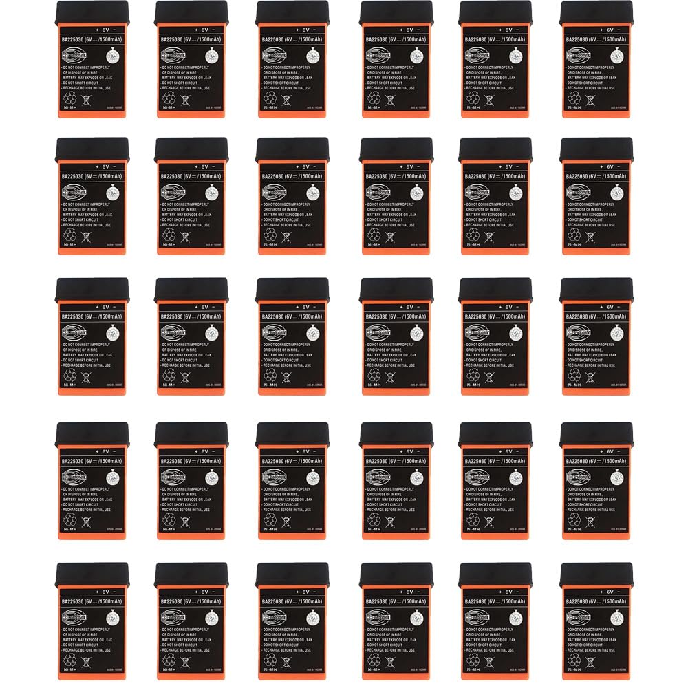 KAKAA Pack of 30 HBC Radiomatic Battery BA225030 6V 1500mAh BA225030 Ni-Mh Rechargeable Battery for HBC Crane Remote