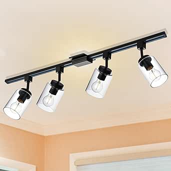 VINLUZ 4 Light Rotatable Track Lighting Kit, Semi Flush Mount Ceiling ...
