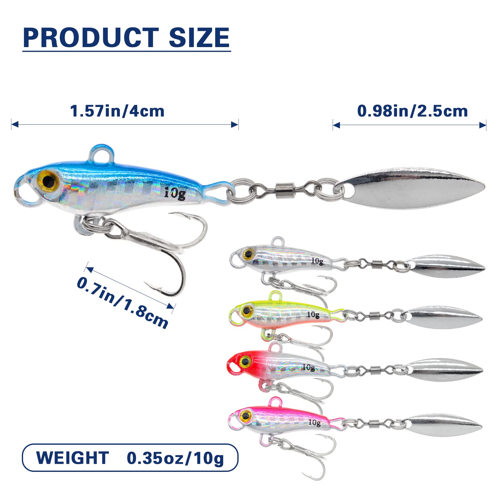Metalowe łyżki wędkarskie, przynęty, długie odlewane ostrze spinningowe, przynęta VIB Swimbait z oczami 3D do okonia Walleye, 5 szt. przynęt wędkarskich słodkowodnych
