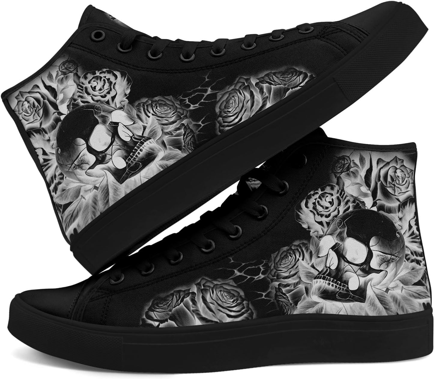 Skull High Tops Canvas Shoes for Men Women Classic Lace Up Gothic Fashion Sneaker Street Casual Canvas Sneakers - Image 6