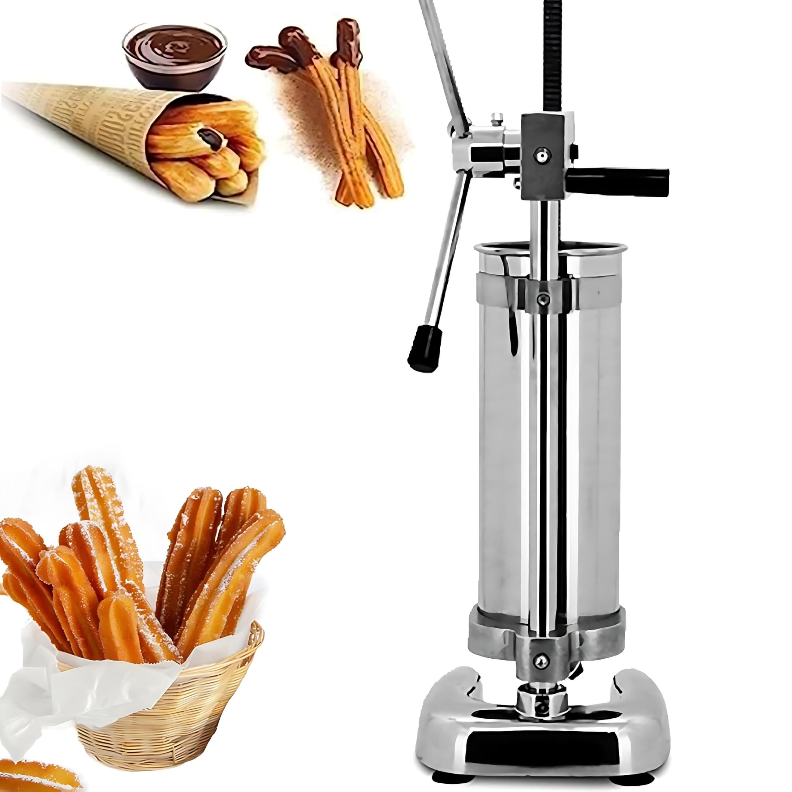 Zestaw maszyn Churro Maker ze stali nierdzewnej, zestaw DIY z 5 dyszami, łatwy w użyciu i czyszczeniu, do robienia pysznych churros w domu