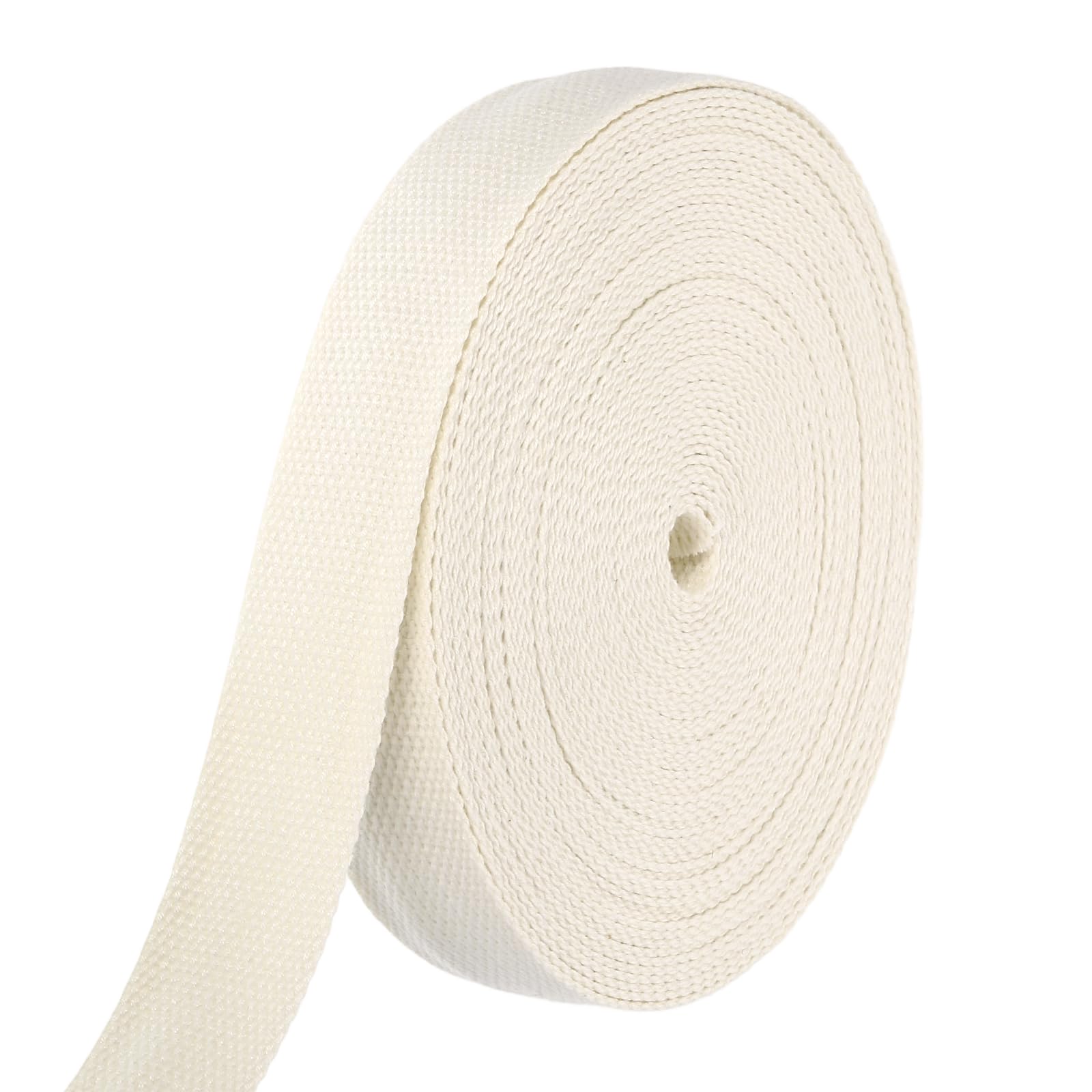 sourcing map Cotton Webbing 32mm x 14m (W x L) Polyester Cotton Weave Webbing Strap Twill Tape Ribbon for Art and Crafts Webbing Tote Bag Handles Cloth Belt Making Outdoor Supplies, Beige