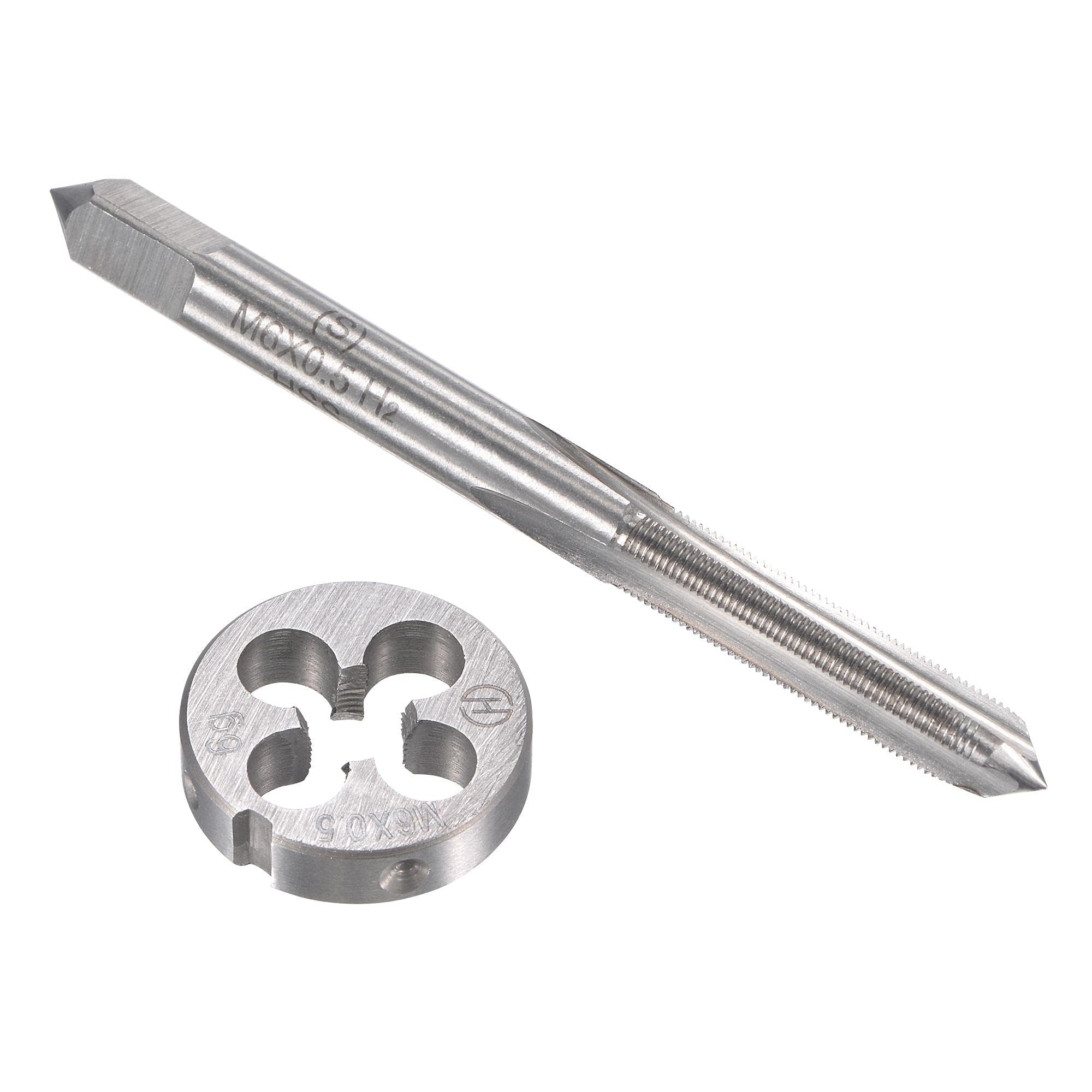 TOP-VIGOR M6 x 0.5mm Metric Tap and Die Set, Machine Thread Screw Tap with Round Threading Die