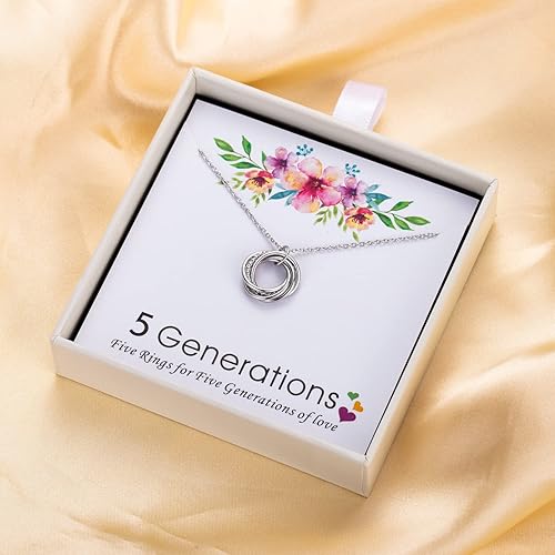 Miniatura 4 de Collar Three Four Five Generations - Regalos de plata de ley para abuela para mujer