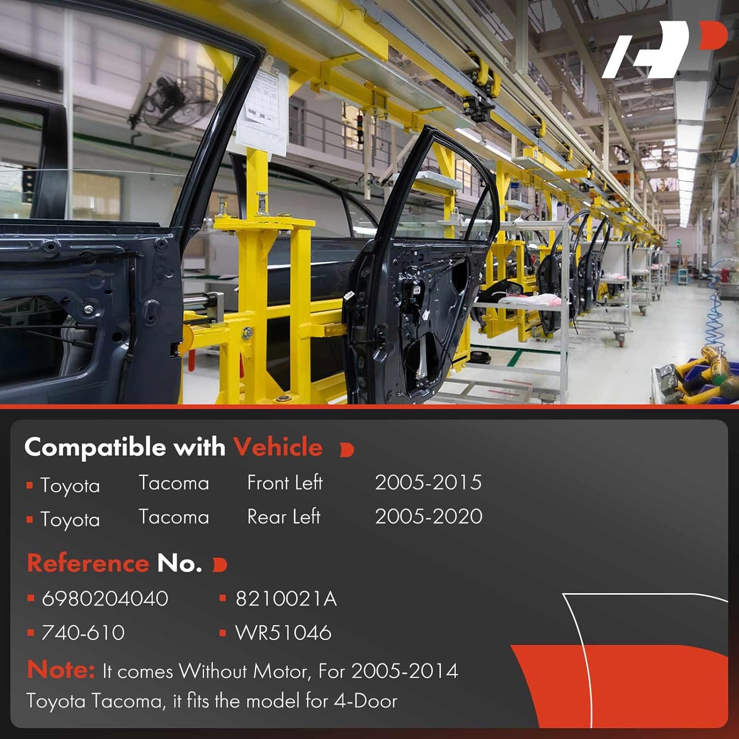 A-Premium Power Window Regulator Driver Side Compatible with Toyota Tacoma 2005-2015(Front Driver Side), Tacoma 2005-2020(Rear Driver Side), Pickup, Without Motor