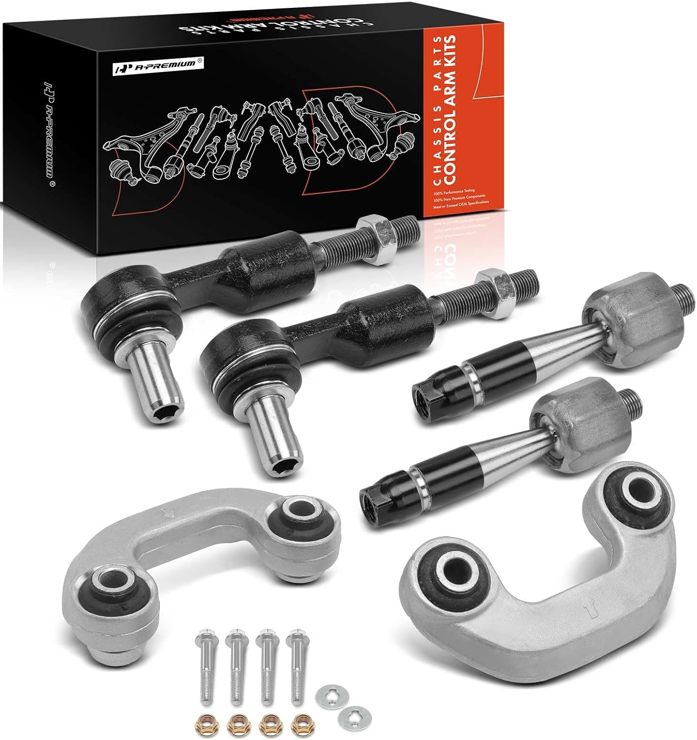 A-Premium Set of 6, Front Sway Bar Link, Inner Outer Tie Rod End, Compatible with Volkswagen Passat 1998-2005, Audi A4 1998-2001, A4 Quattro 1998-2001, A6 1999-2003, A6 Quattro 1999-2003