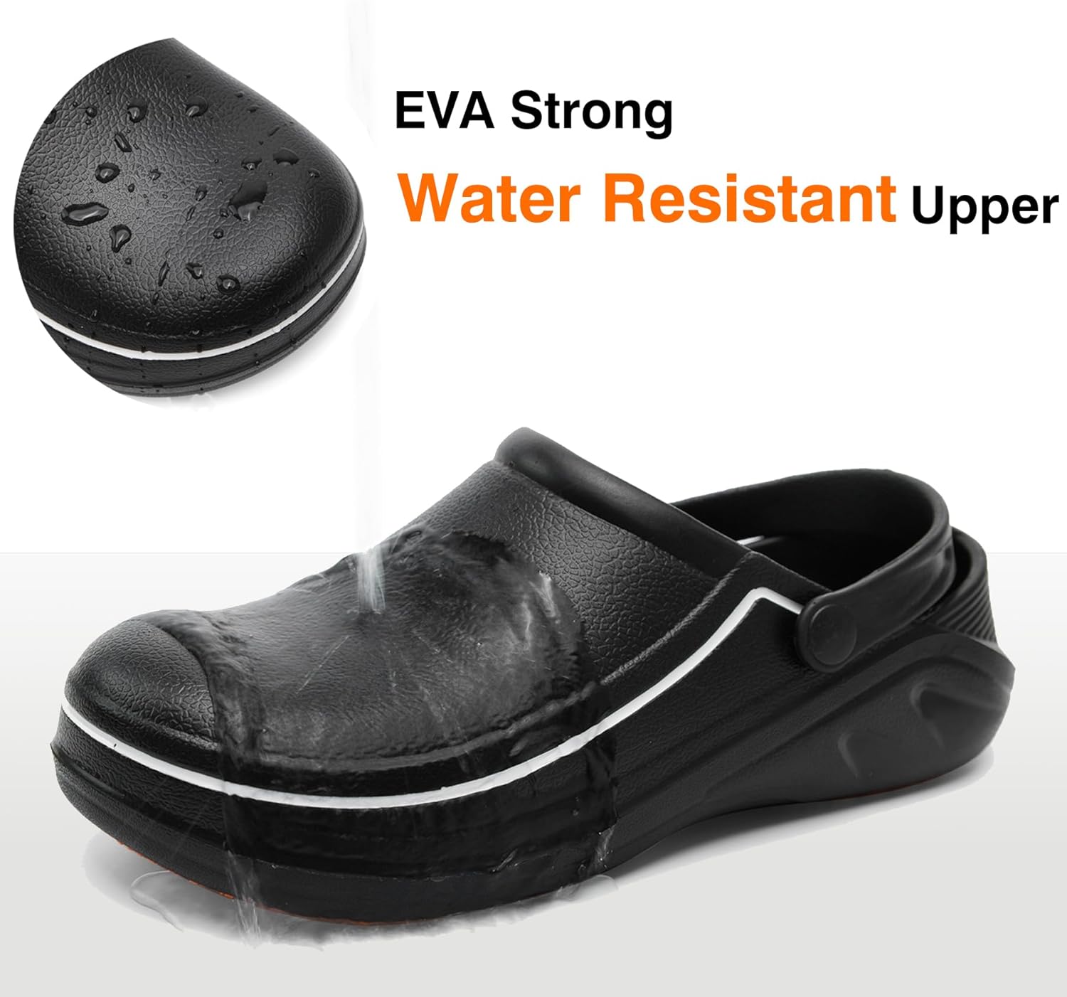 ZEENXIUYA Chef Shoes for Men Zapatos para Cocina Hombres Non Slip Work Shoes Women Clogs Comfortable Nursing Shoe for Food Service Unisex for Kitchen Office Seaside Black