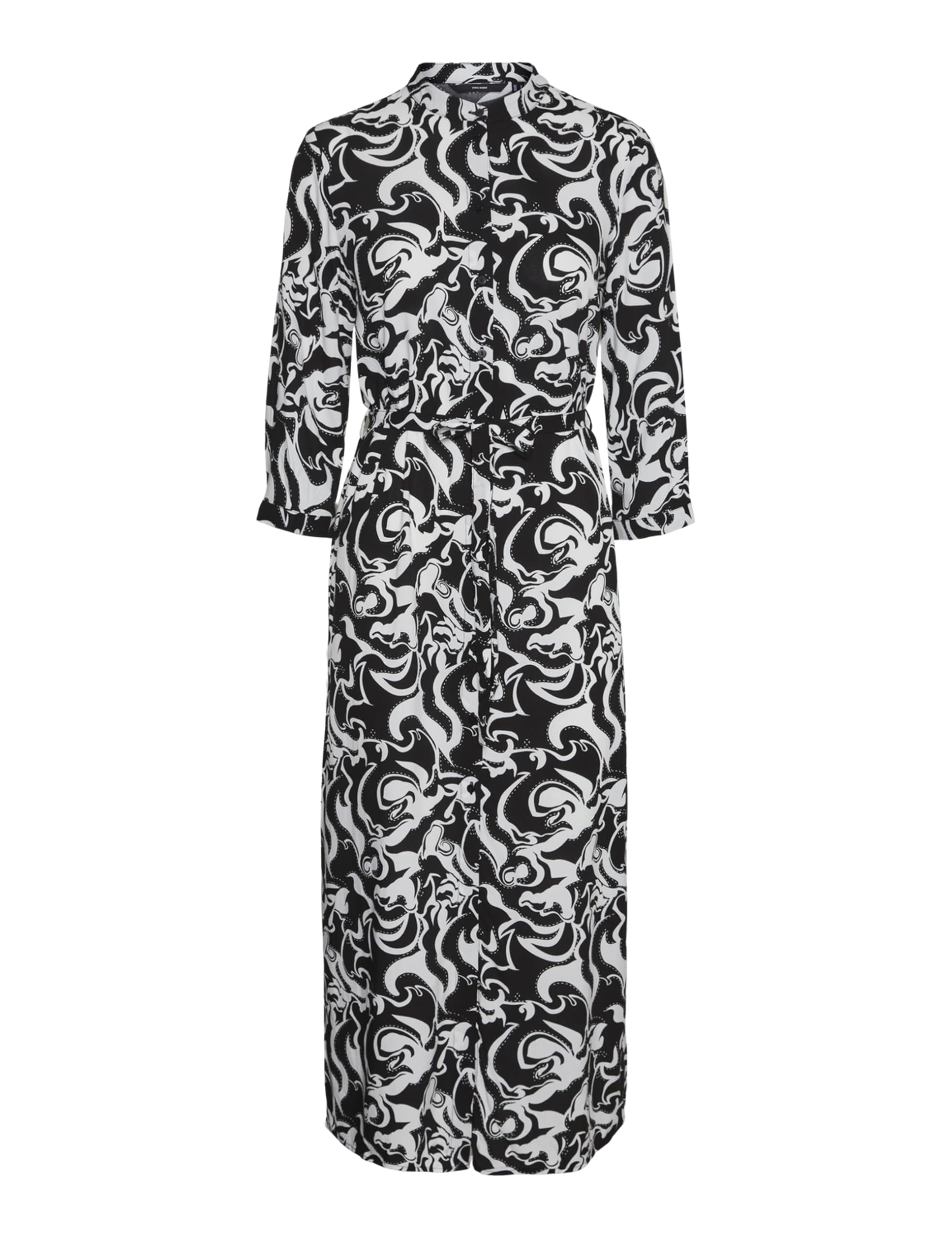 VERO MODA Women's Blouse Dress, Snow White/AOP: Black Graphical, XS