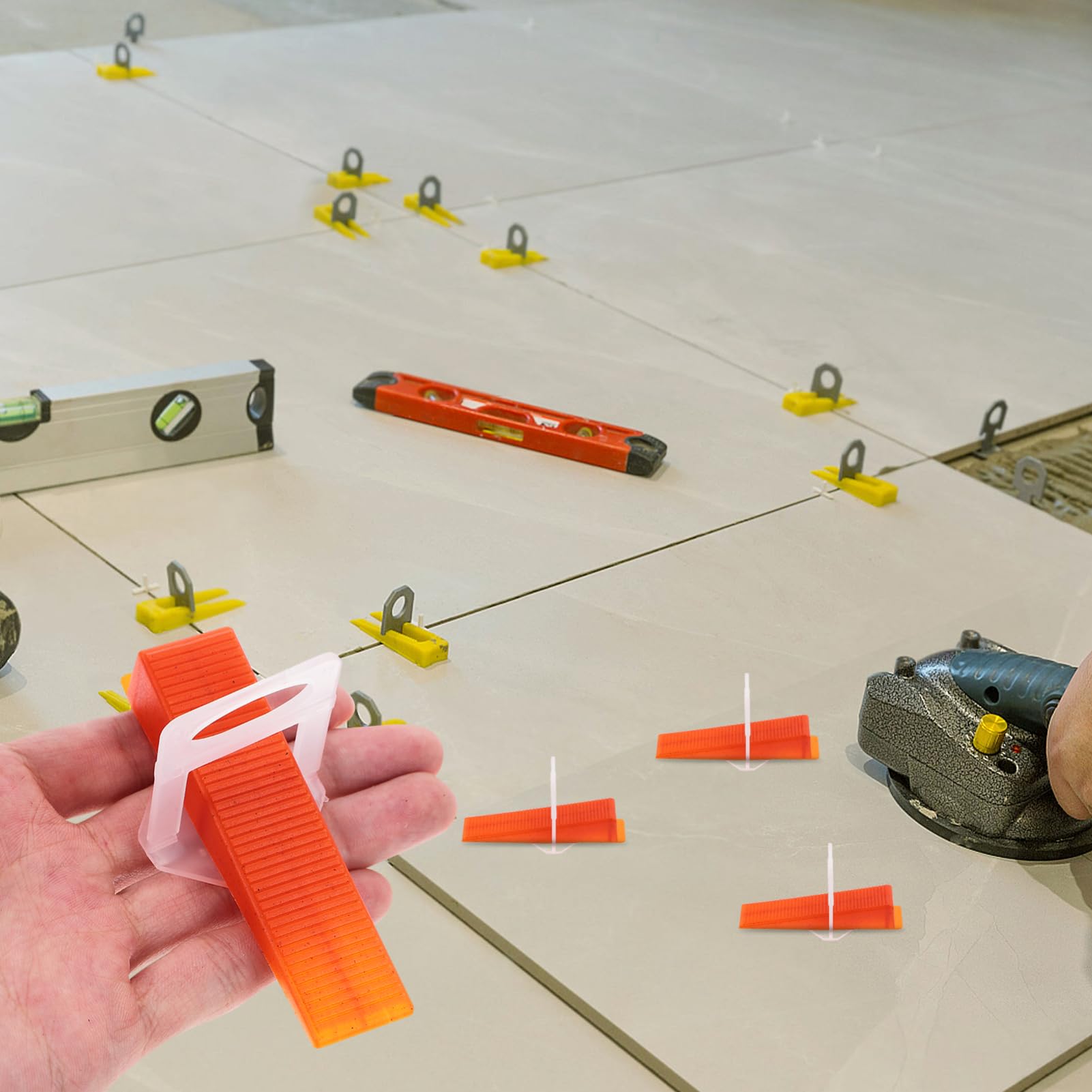 OSALADI 200piezas Clips y Cuñas De Nivelación De Azulejos Herramienta De Nivelación Para Instalación De Baldosas Pared y Suelo De Base De Set Para Proyectos De Casa