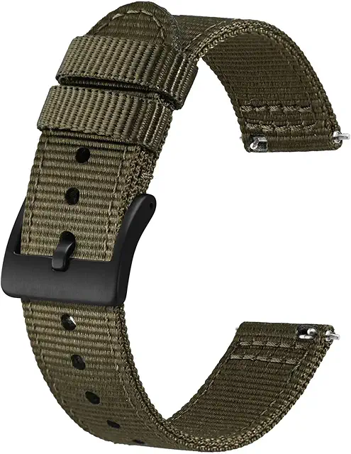 Cinturino Hamilton in Nylon Militare Uomo, Sgancio Rapido, Fibbia Spazzolata, Larghezze 18-22mm