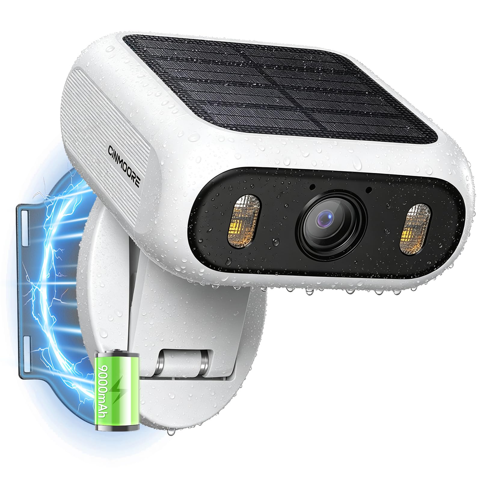 Telecamera di sicurezza solare 1080P, telecamera di sicurezza cellulare 4G LTE wireless per esterni, con scheda SIM, senza WiFi, supporto pieghevole magnetico, rilevamento del movimento AI