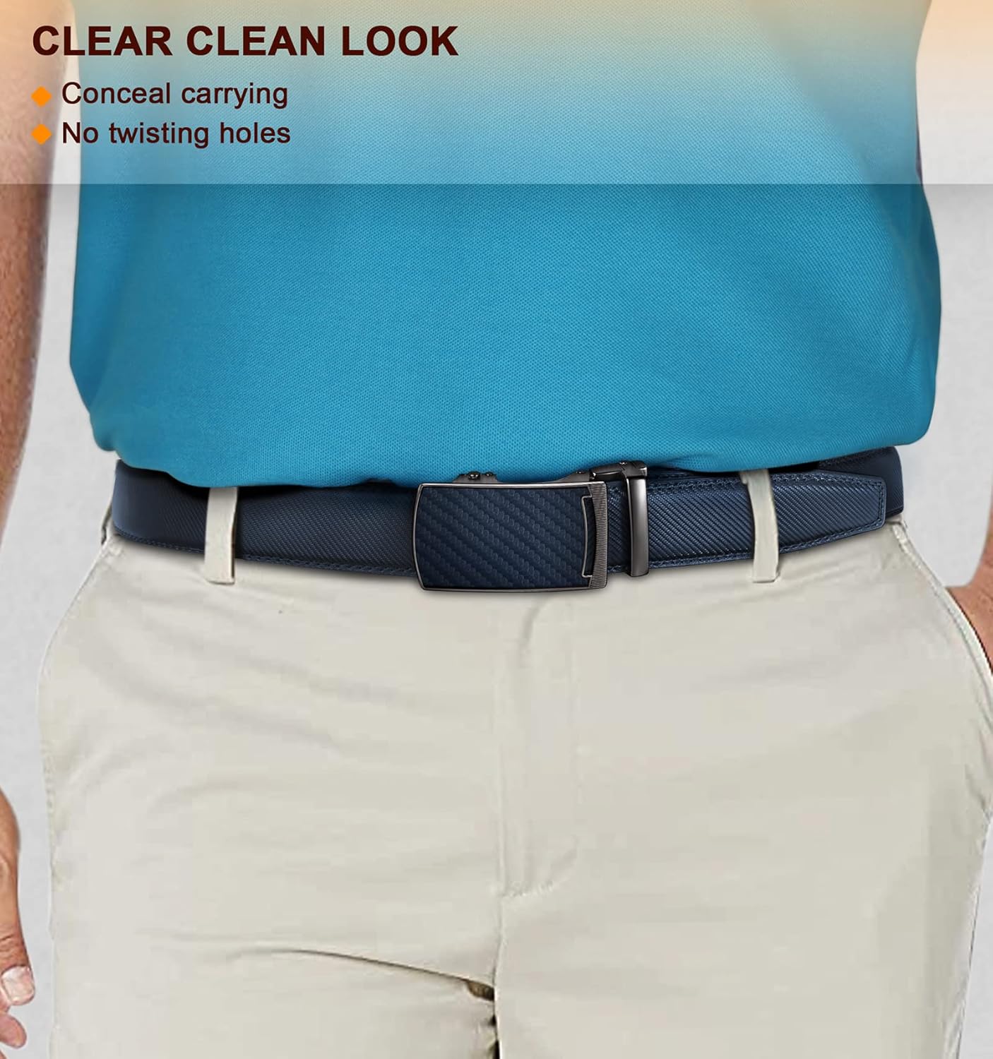 KEMISANT Belt Men, Sliding Ratchet Belt Genuine Leather For Gift Mens Dress Pants Oxfords,Size Adjustable - Image 7