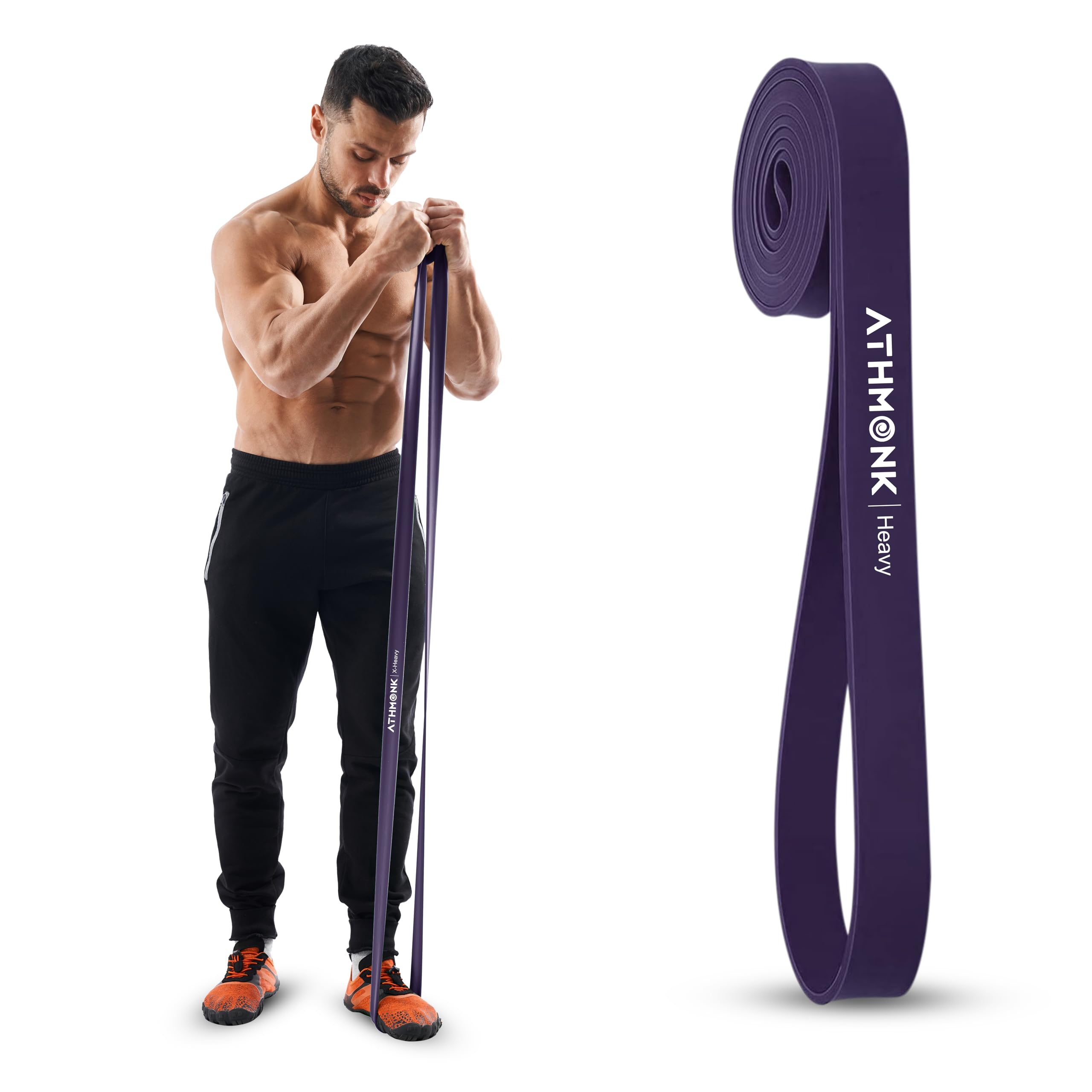 Athmonk Resistance Bands for Workout - Power Loop Exercise Band - Stretch Bands for Workout - Pull Up Band - Stretching Physiotherapy Yoga Home Gym Equipment - Natural Elastic Rubber - 30-45 kg,Heavy-image-43