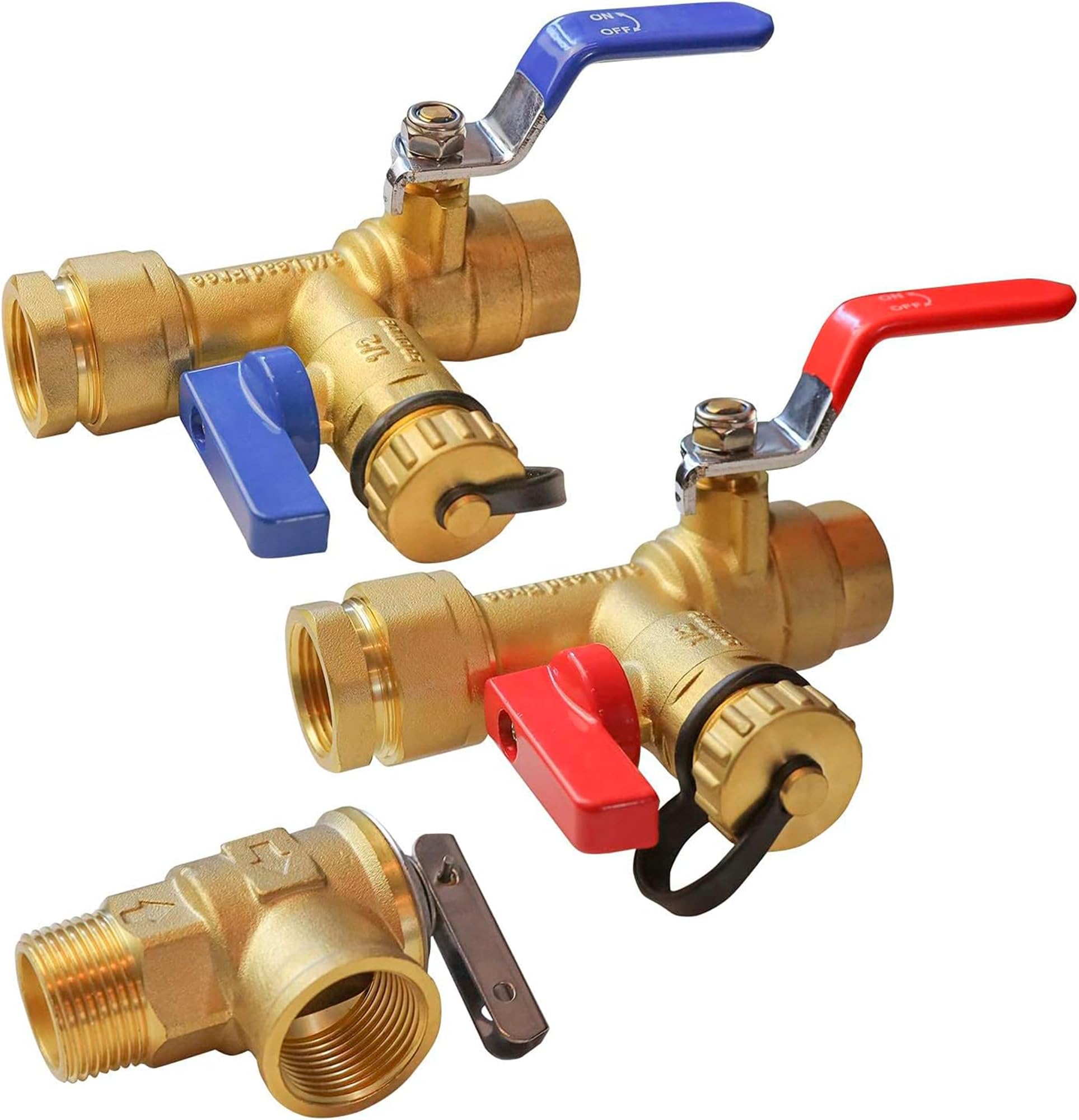 LIULO TOOL 3/4 Inch IPS Isolator Tankless Water Heater Service Valve Kit, with Pressure Relief Valve, Clean Brass
