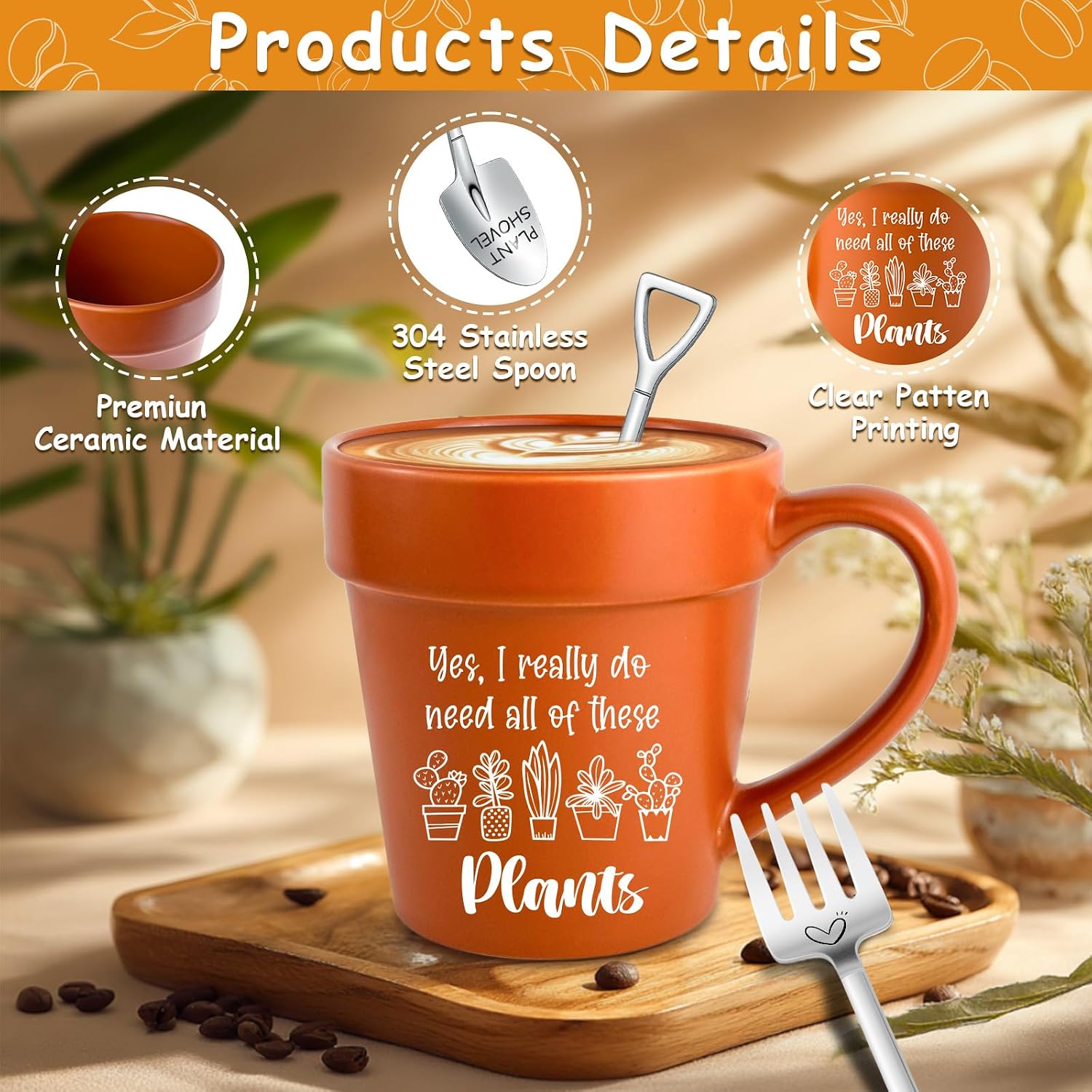 Funny Coffee Mug - Gardening Gifts for Plant Lovers, Cute Gardener Mug with Shovel Spoon & Fork, Unique Gift for Women, Mom, Grandma Mother's Day, Birthday, Teacher Appreciation