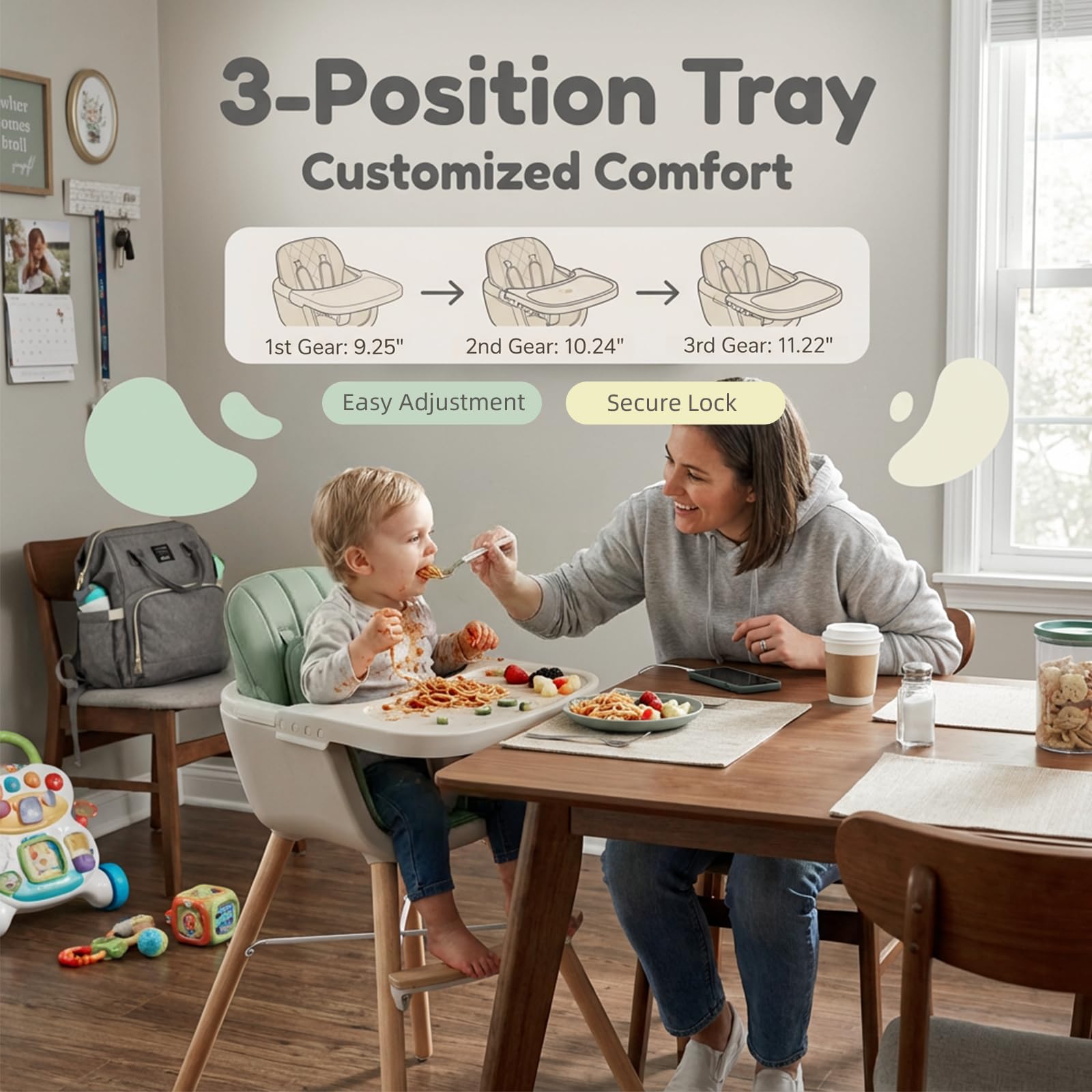 Amazon | Mallify 3-in-1 木製ハイチェア、赤ちゃんと幼児用の 