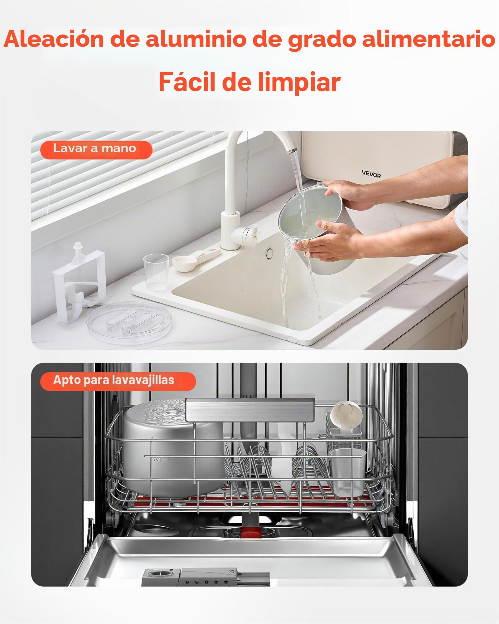 VEVOR Máquina Automática para Hacer Helados 2 L con Compresor Incorporado sin Precongelación Heladera Automática de 3 Modos 425 x 290 x 245 mm con Tapa Transparente para Cocina Doméstica, Blanco