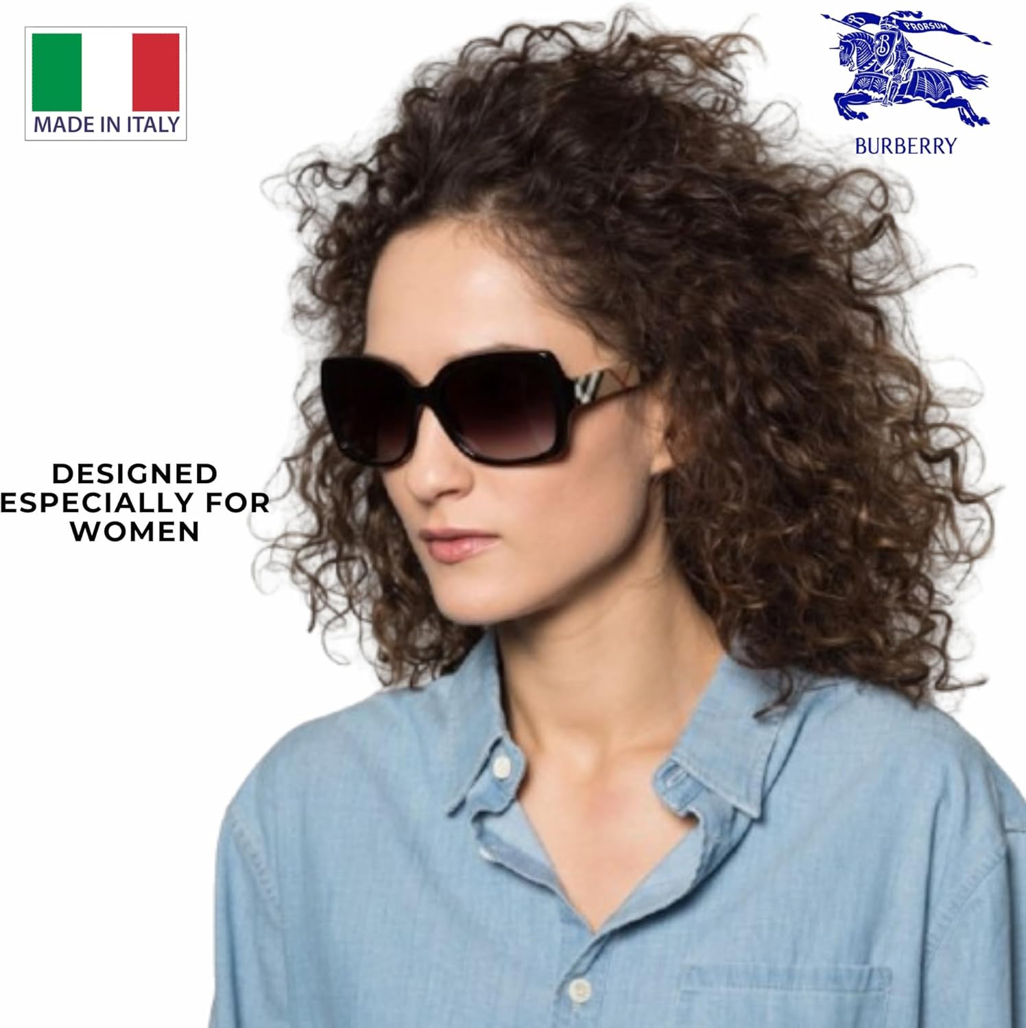 BURBERRY BE4160 Square Shape Acetate Sunglasses with Luxury Eyewear Kit - Image 7