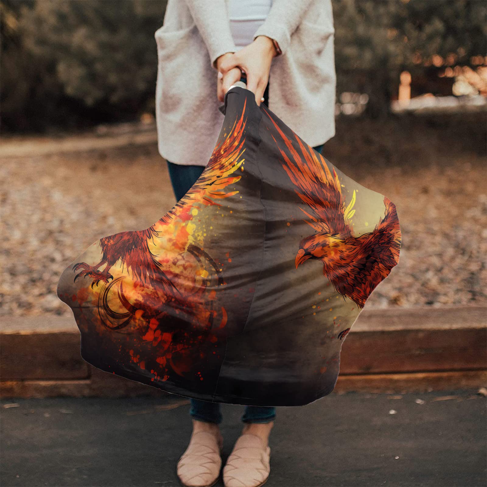 Nursing Cover for Breastfeeding Scarf, Wings Claws Feathers Birds Flames Baby Car Covers Super Soft Multi Use for Canopy Shopping Cart Cover Blanket Stroller Cover
