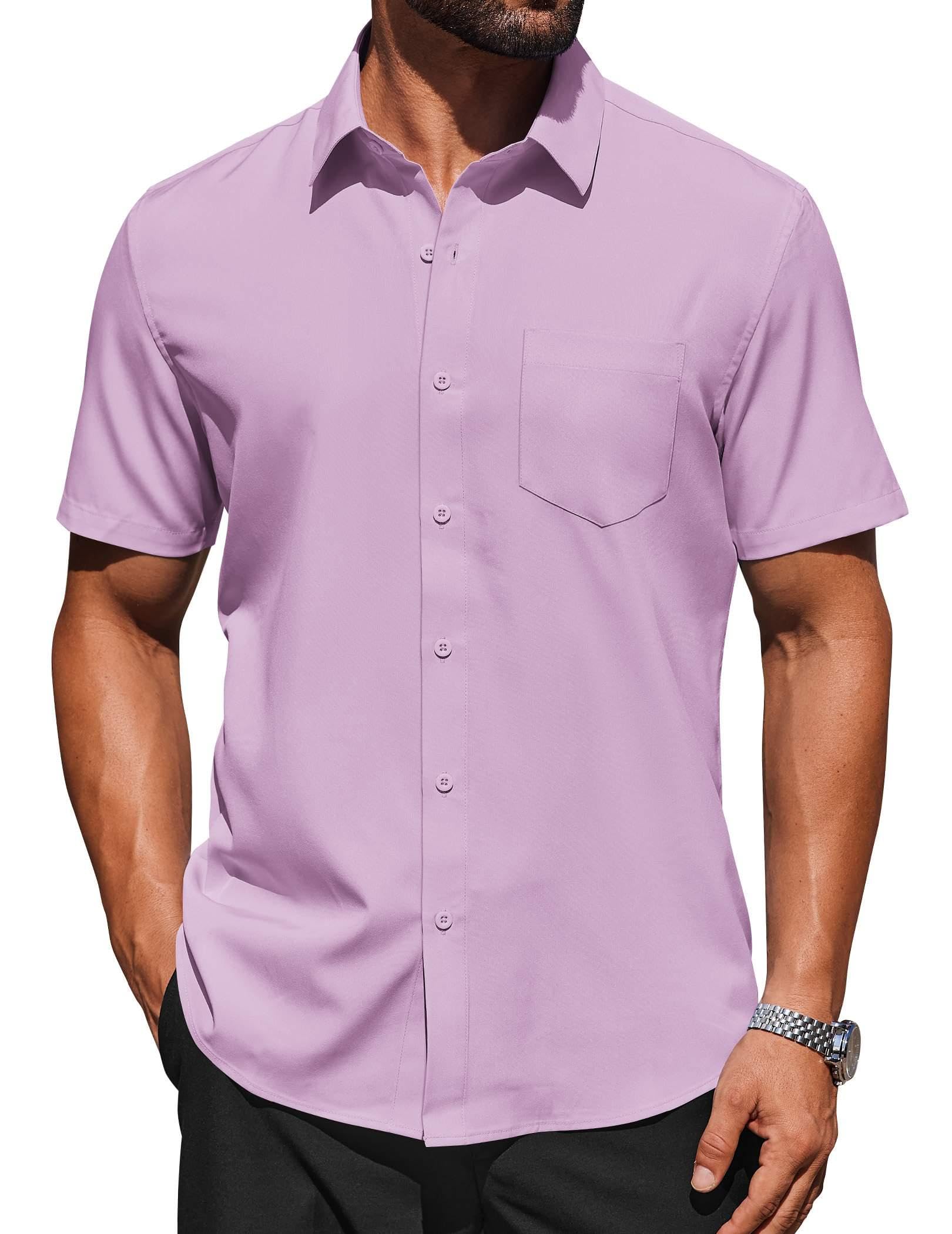 COOFANDY Mens Short Sleeve Button Down Shirts Lightweight Stain Shield Business Casual Dress Shirt Wrinkle Free