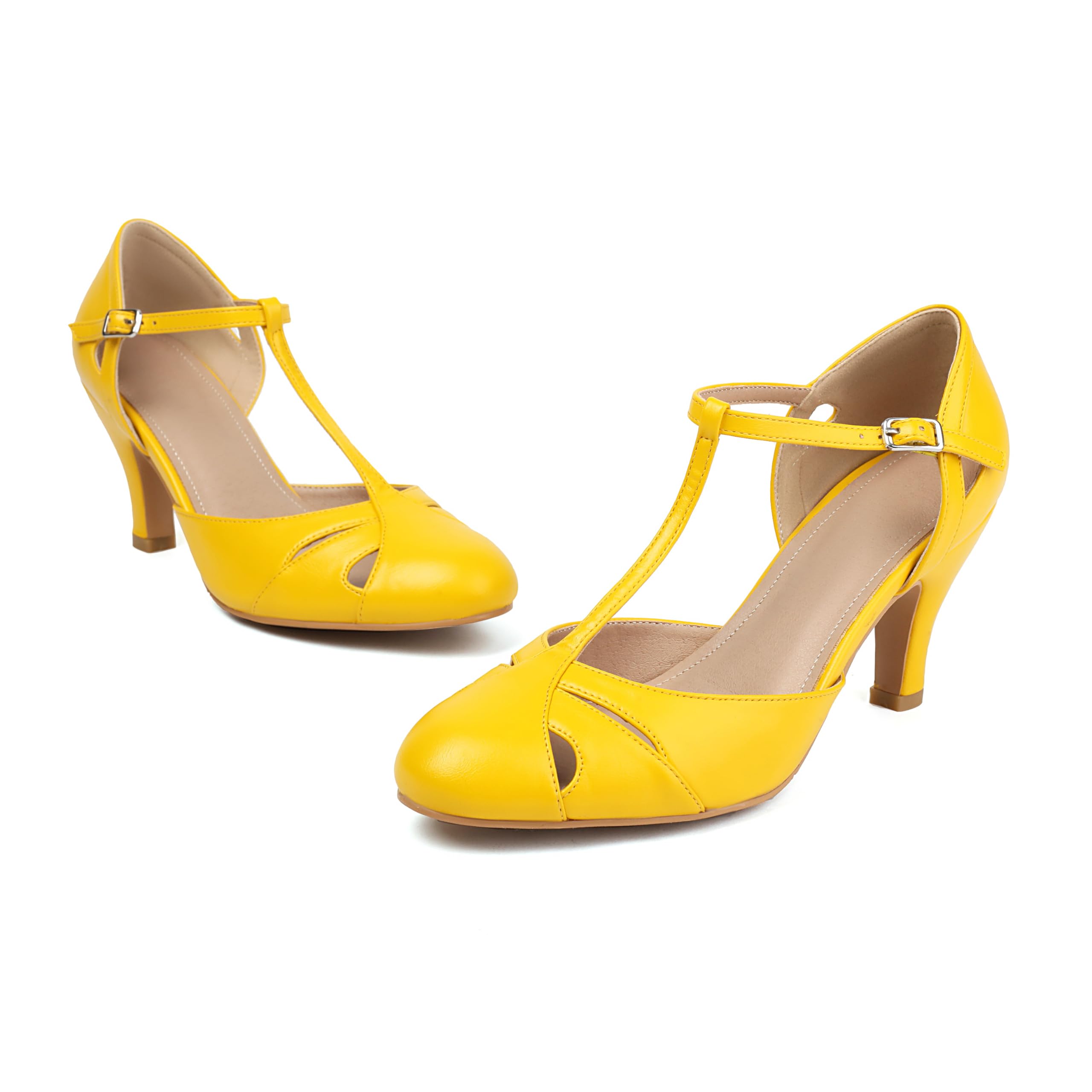 elerhythm Mary Jane Vintage Cinturino alla caviglia chiuso Punta rotonda Tacchi Gatsby Retro 1950 décolleté anni '20 scarpe vittoriane